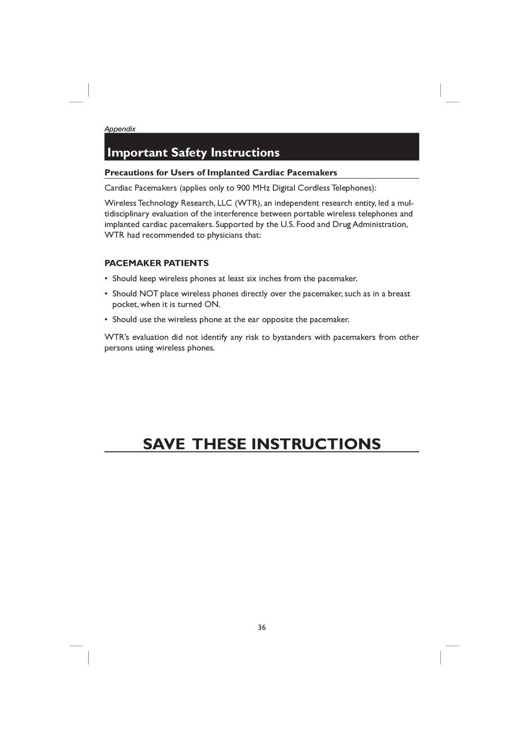 AT&T E2116 user manual Precautions for Users of Implanted Cardiac Pacemakers, Pacemaker Patients 