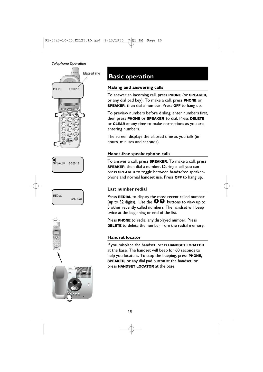 AT&T E2125 user manual Telephone Operation 