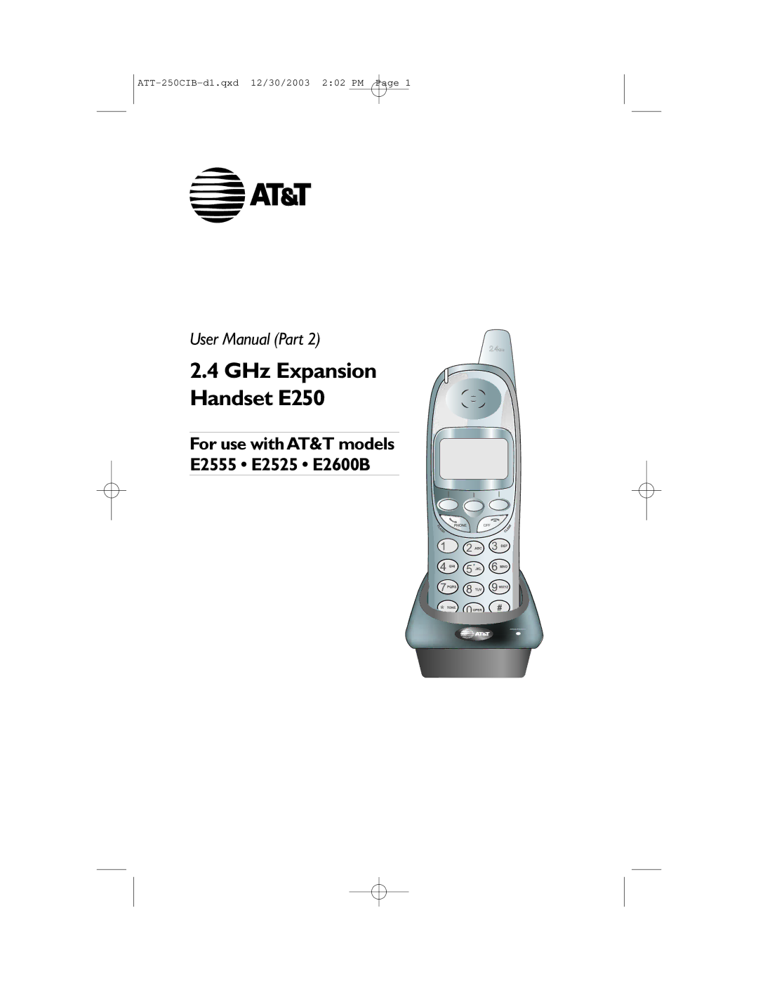 AT&T user manual GHz Expansion Handset E250 