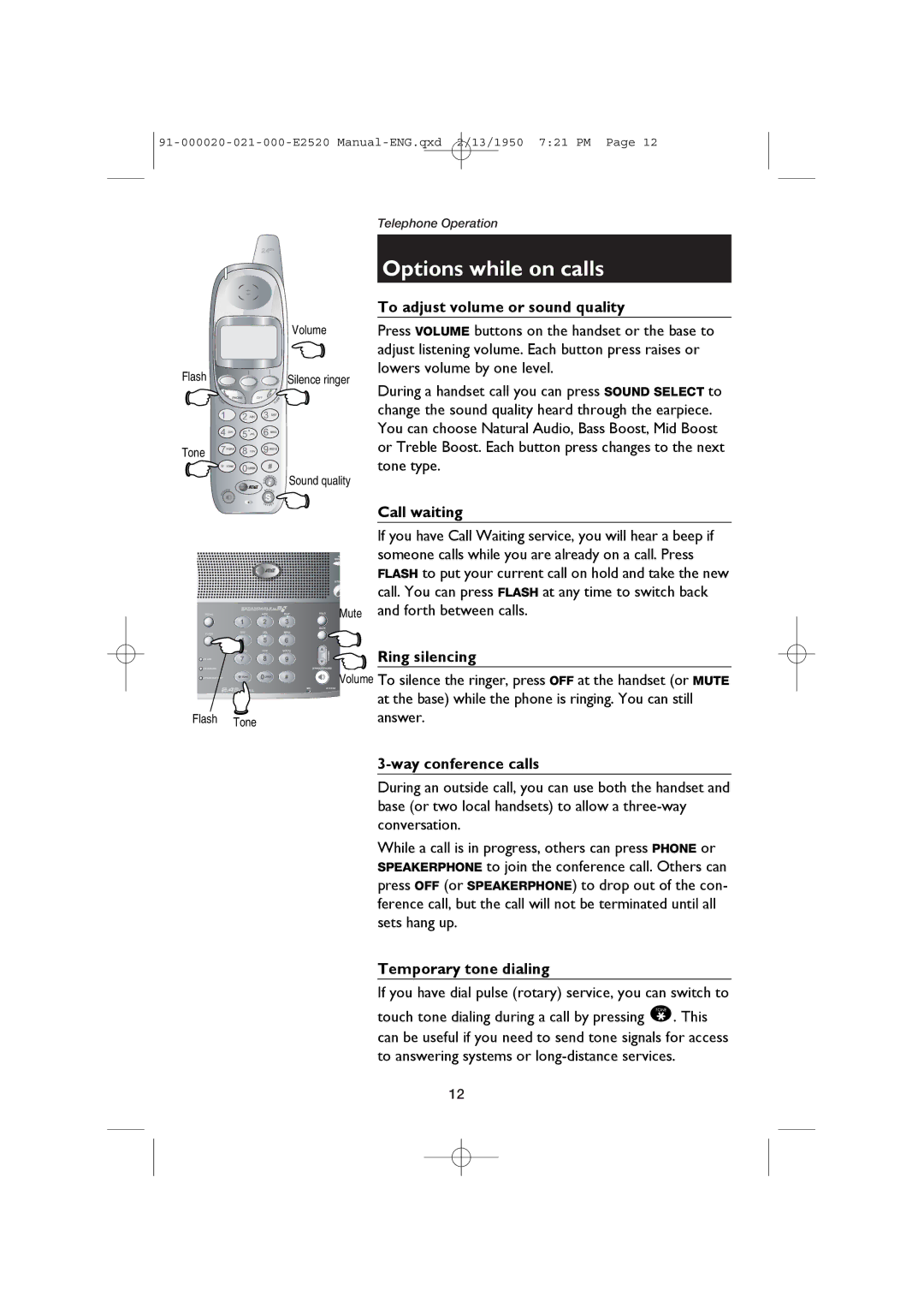 AT&T E2520 user manual Options while on calls 