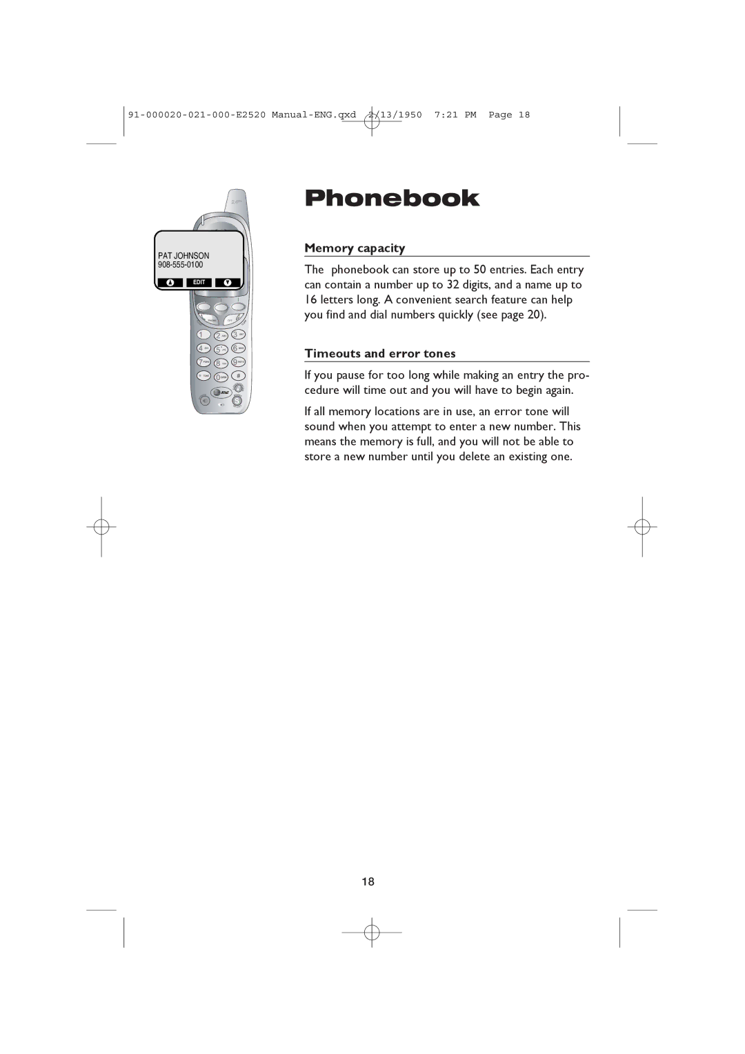 AT&T E2520 user manual Phonebook 