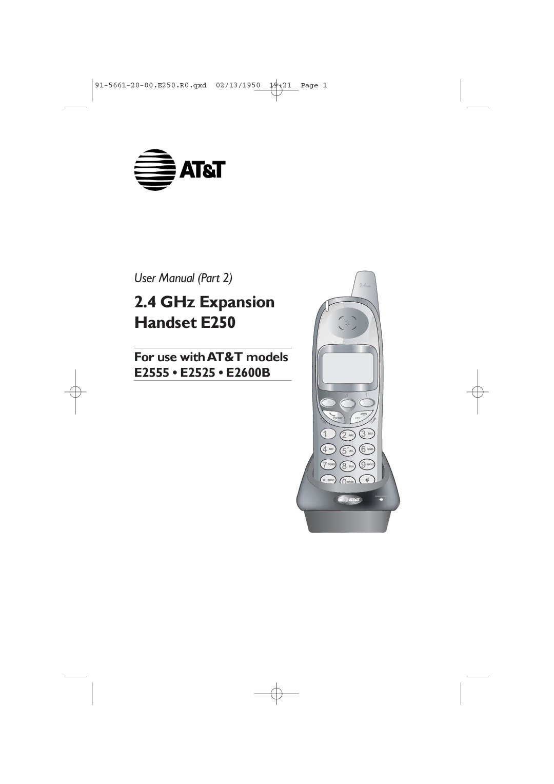 AT&T E2555, E2525, E2600B user manual GHz Expansion Handset E250 