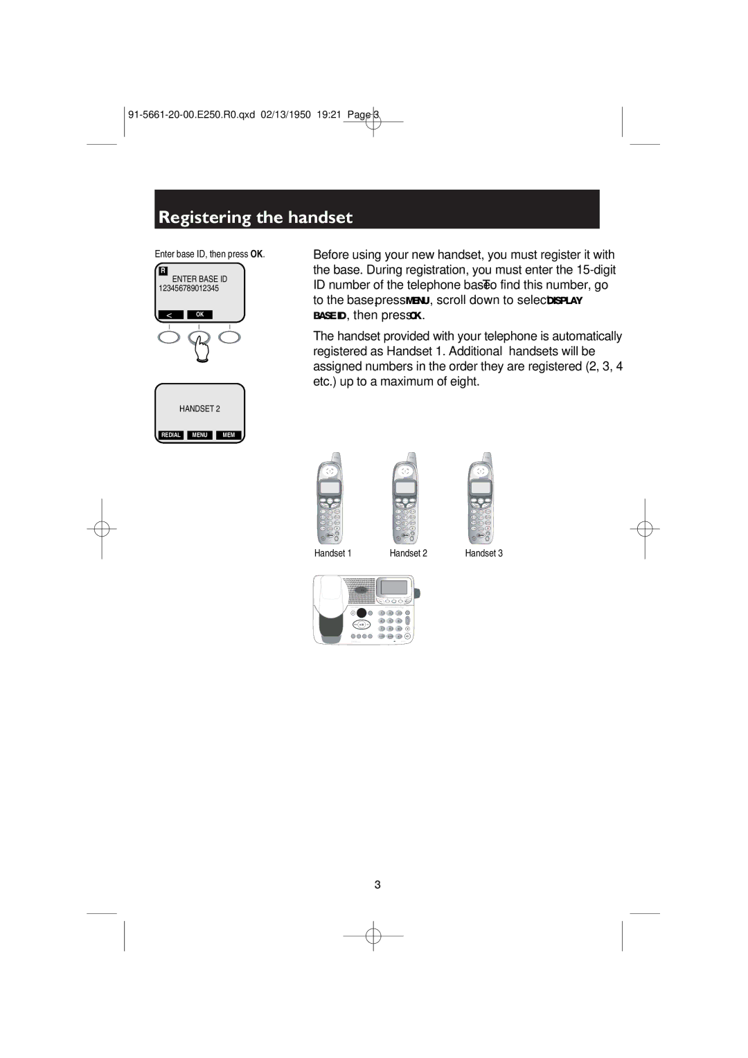 AT&T E2600B, E2525, E2555 user manual Registering the handset 