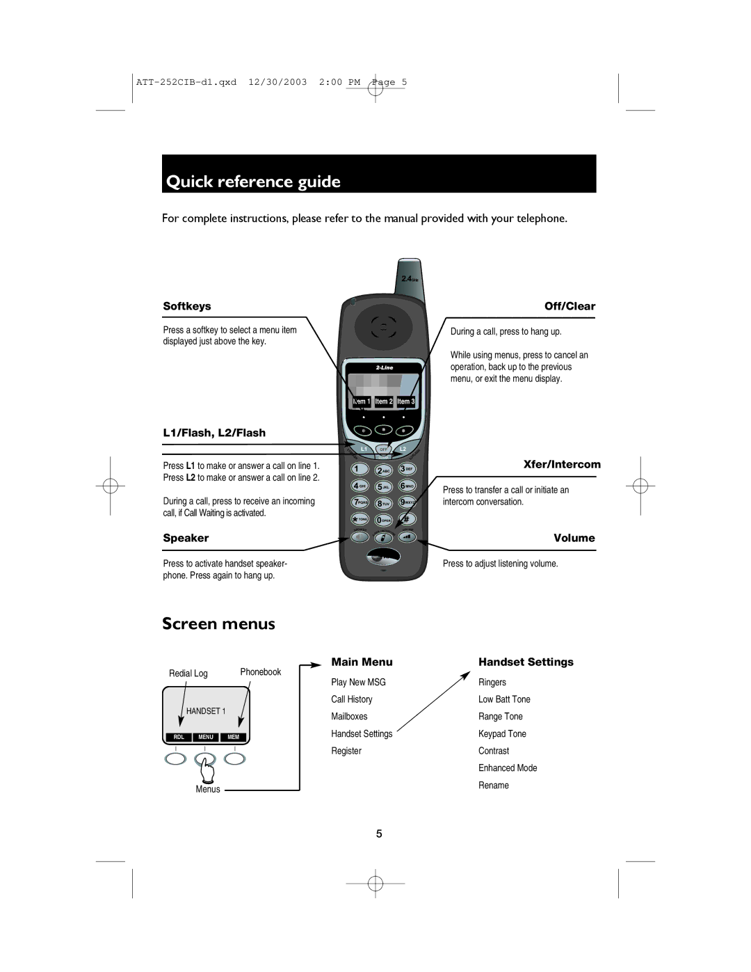 AT&T E2562 user manual Redial Log 