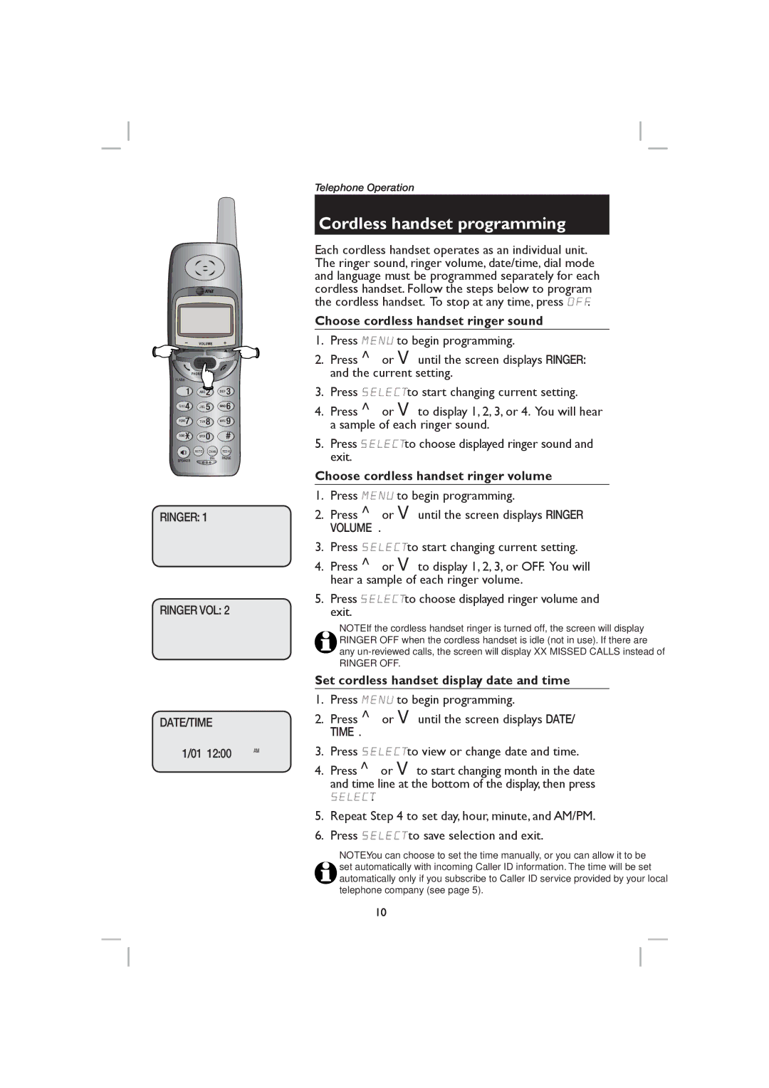 AT&T E2717B user manual Choose cordless handset ringer sound, Choose cordless handset ringer volume 