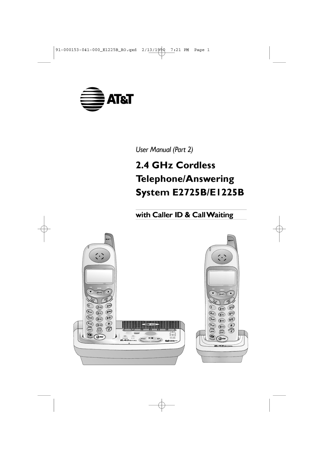 AT&T user manual GHz Cordless Telephone/Answering System E2725B/E1225B 