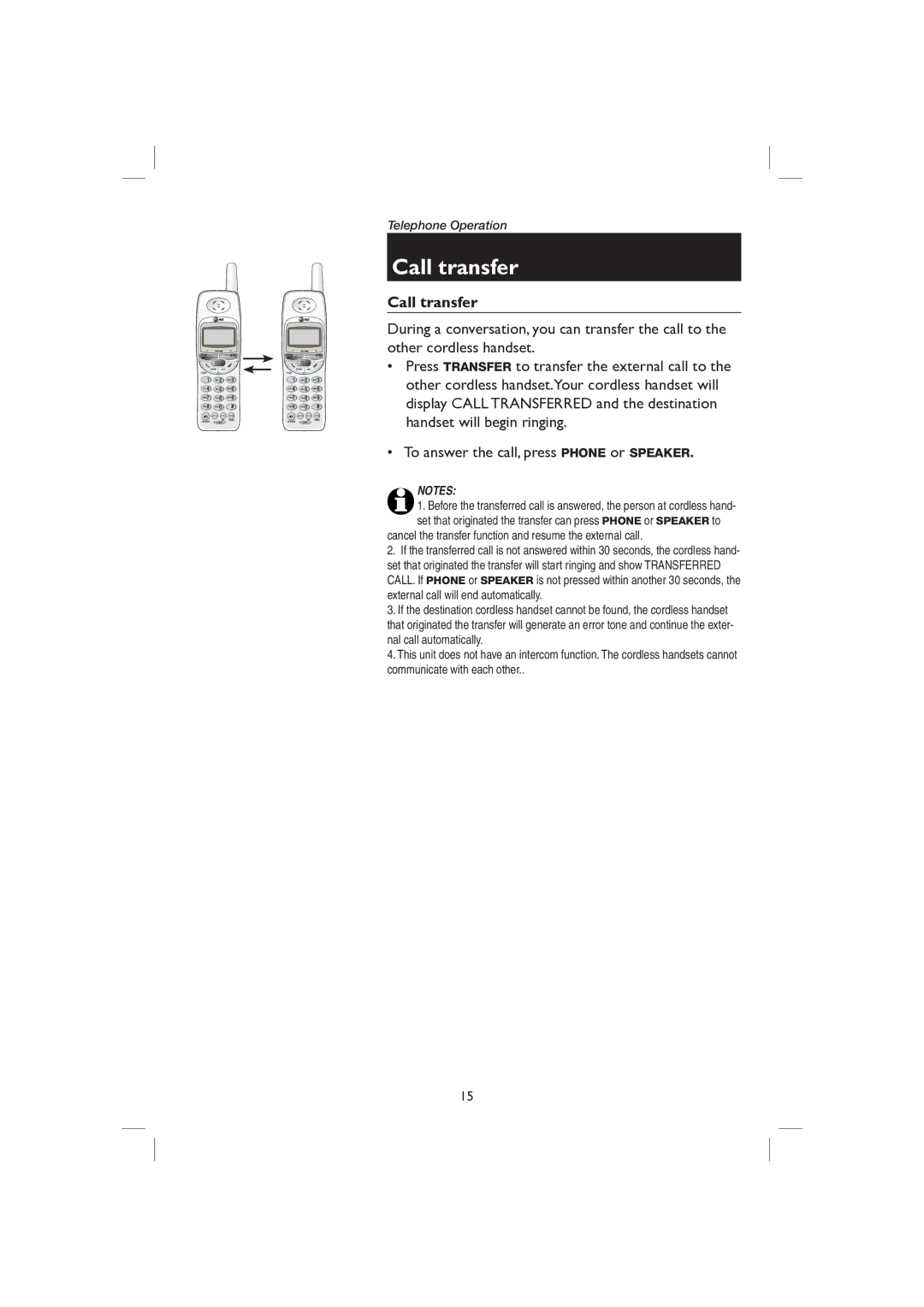 AT&T E2727B user manual Call transfer, Cancel the transfer function and resume the external call 