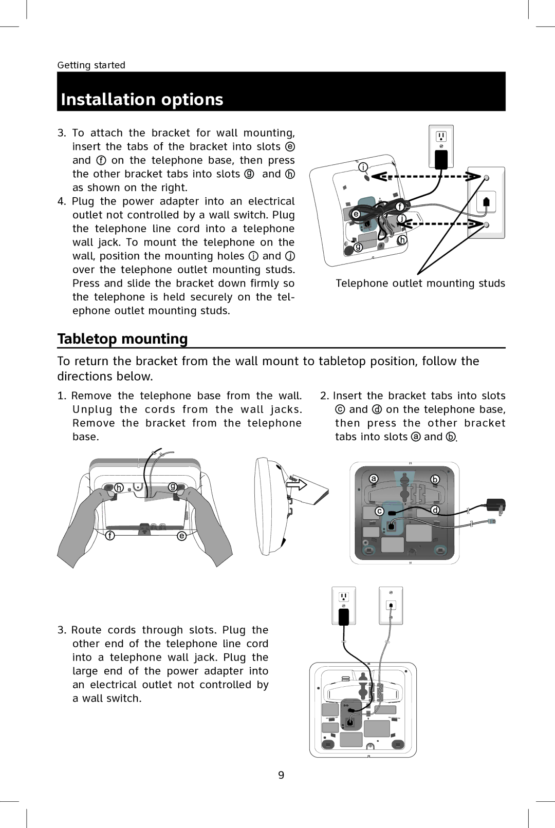 AT&T E2801 user manual Tabletop mounting 