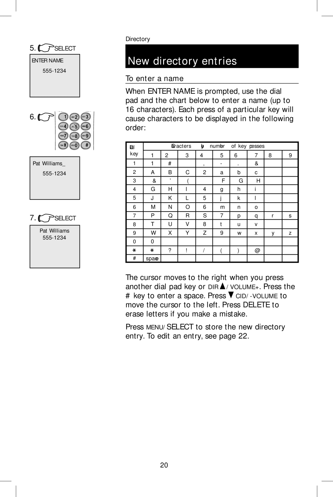 AT&T E2801 user manual To enter a name 