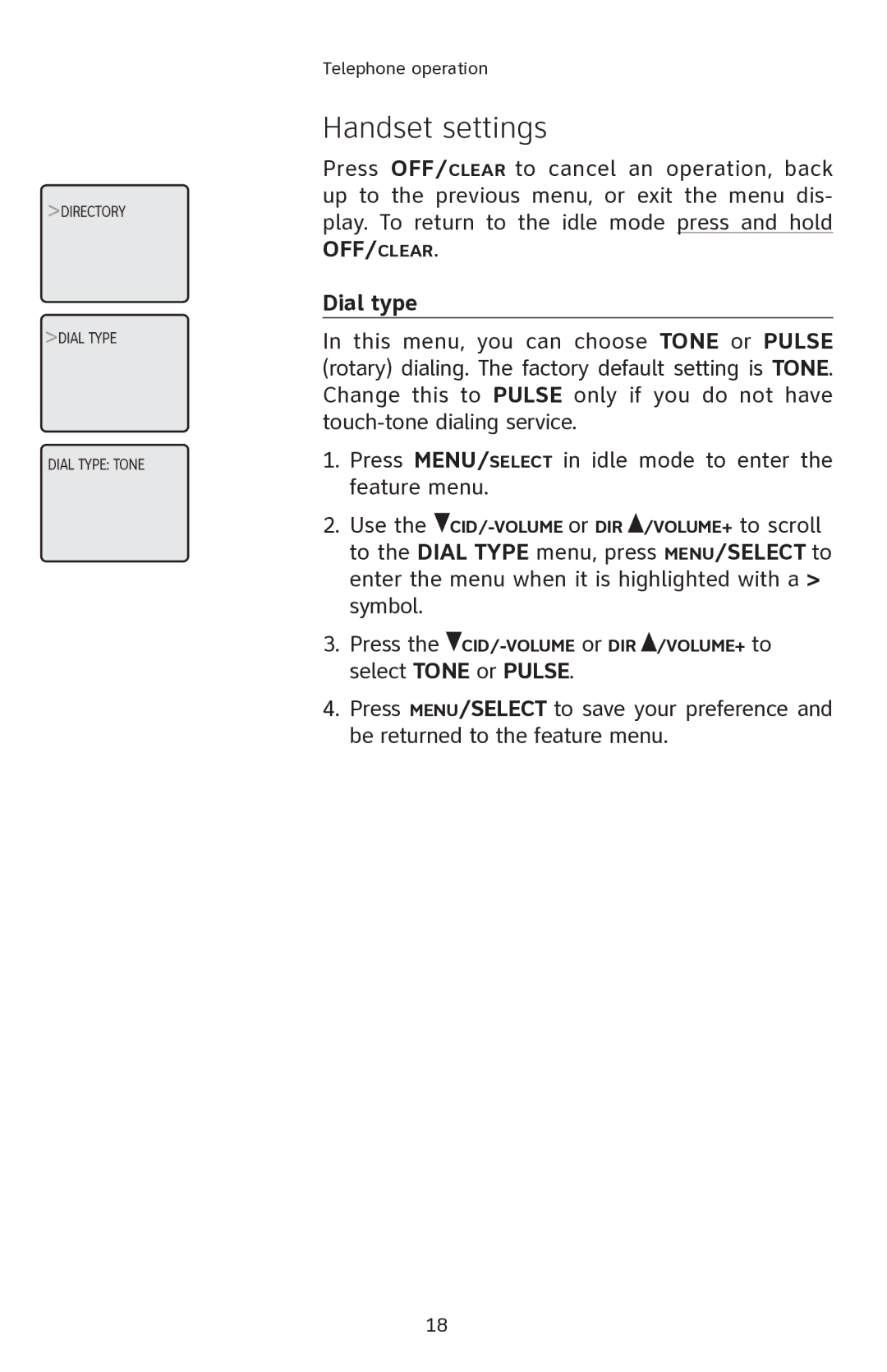 AT&T E2811 user manual Dial type 