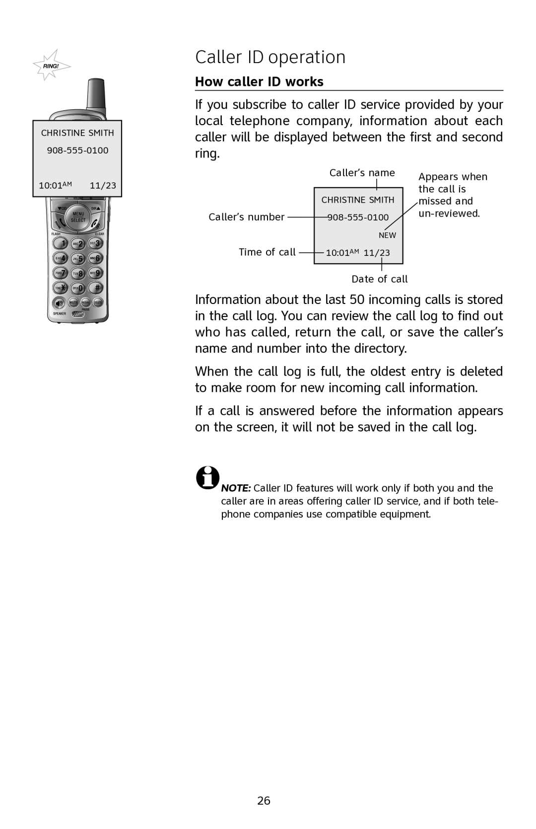 AT&T E2811 user manual How caller ID works 