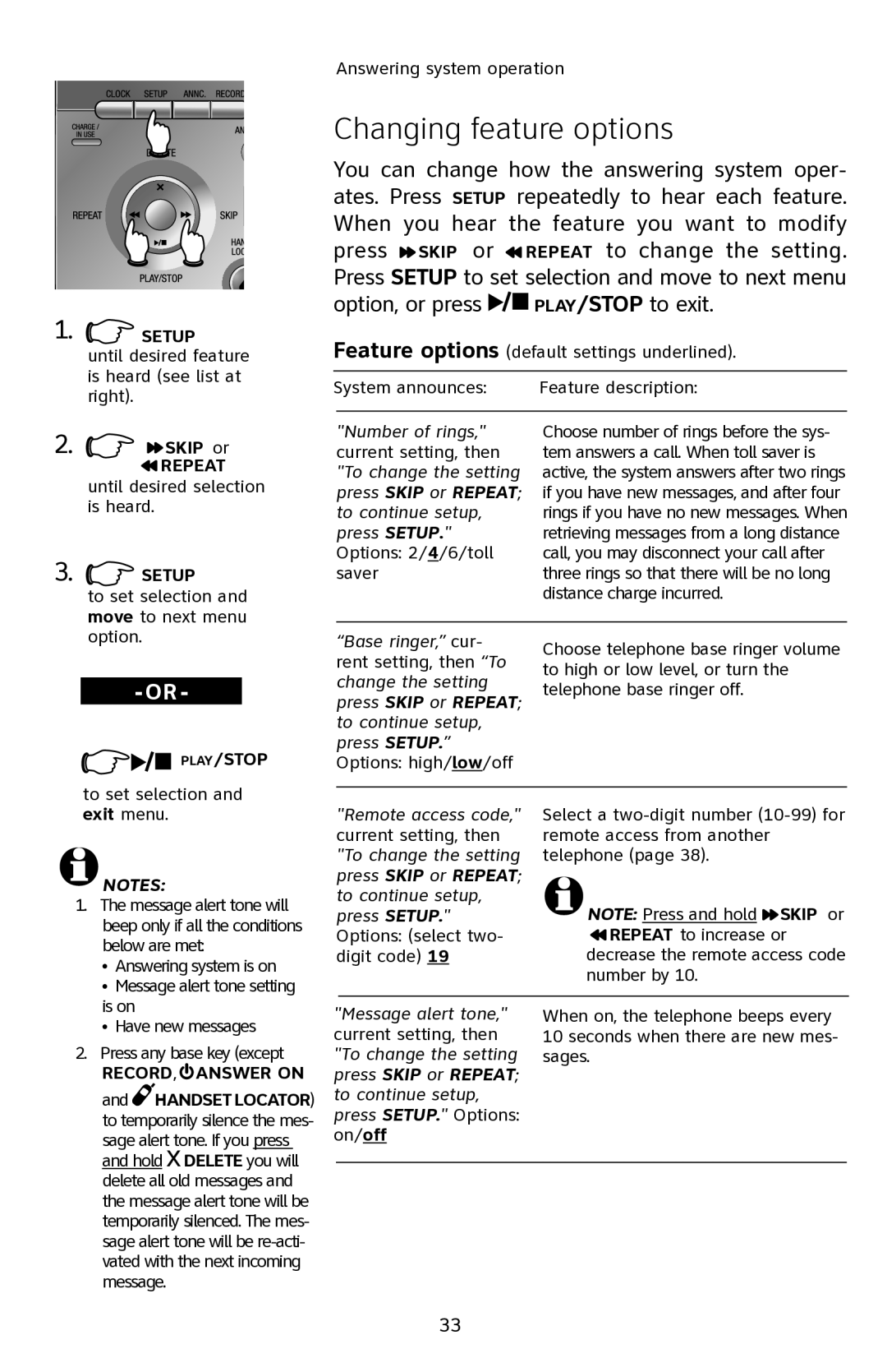 AT&T E2811 user manual Changing feature options, To set selection 