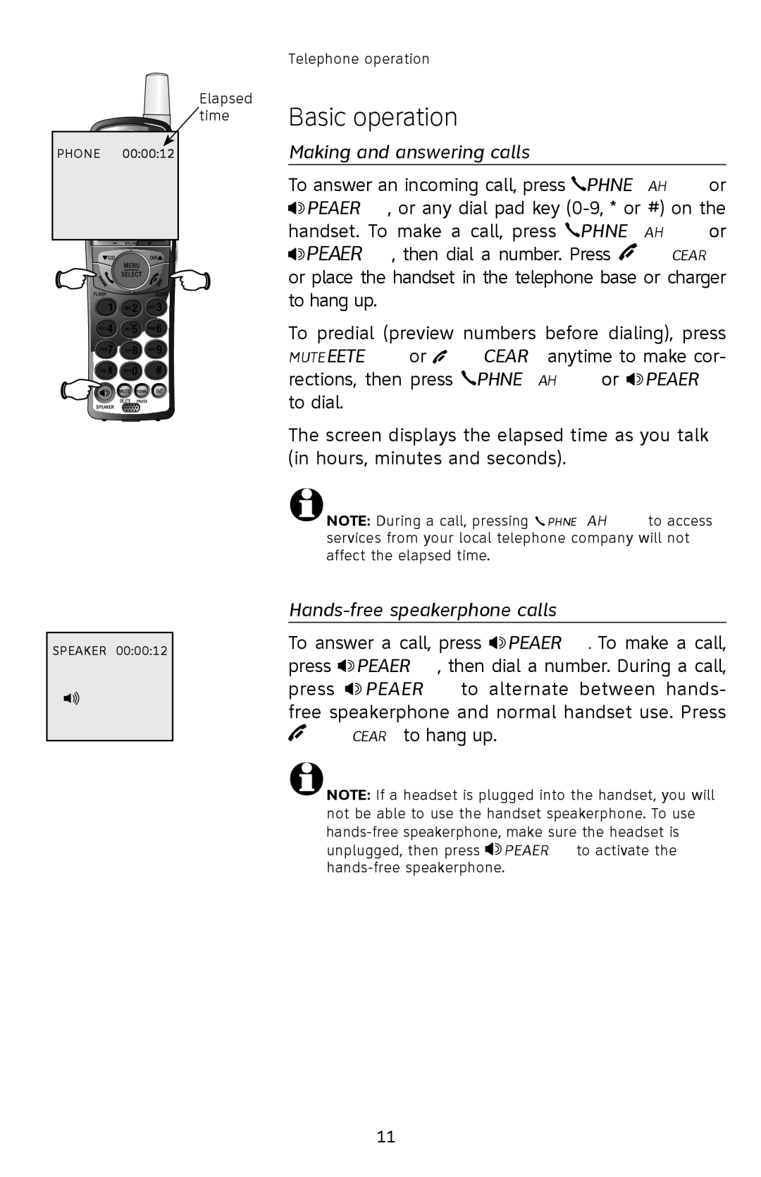 AT&T E2812B user manual Basic operation, Making and answering calls, Hands-free speakerphone calls 