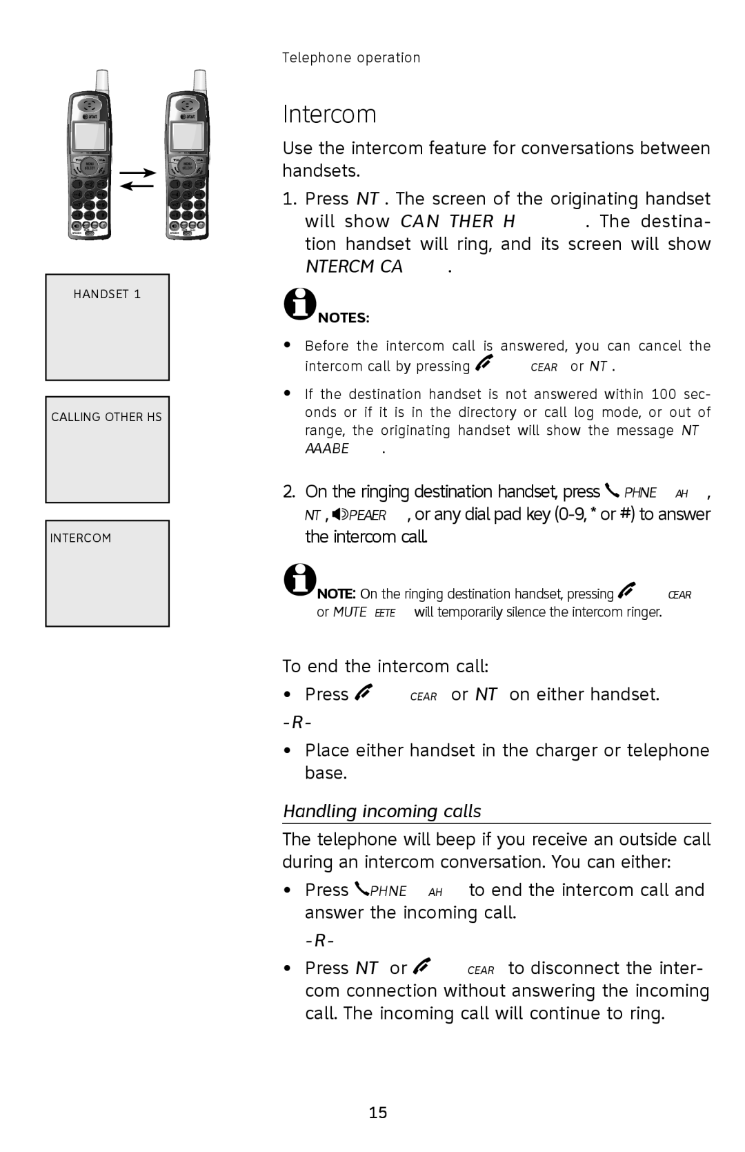 AT&T E2812B user manual Intercom, Handling incoming calls 