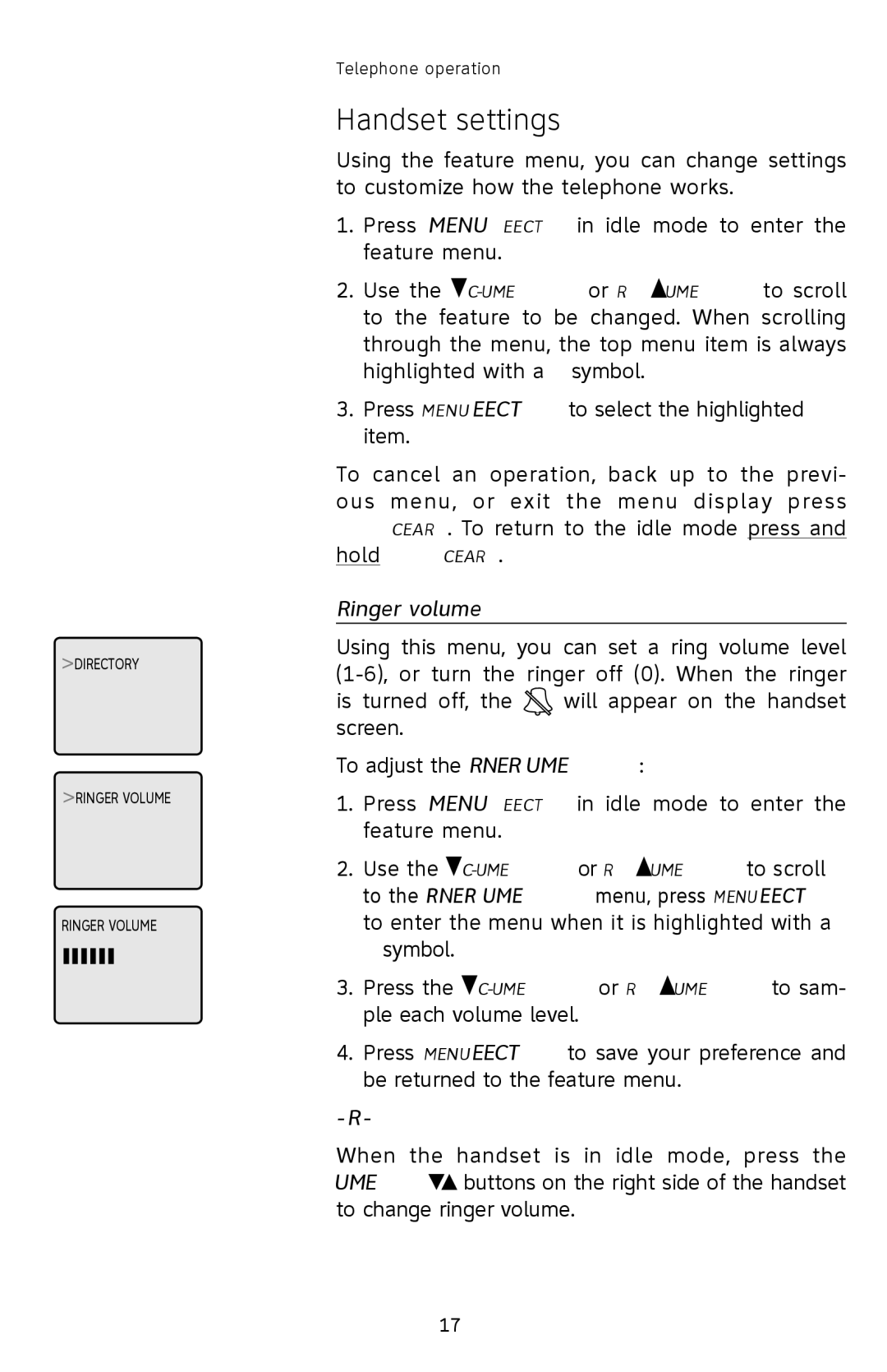 AT&T E2812B user manual Handset settings, Ringer volume 