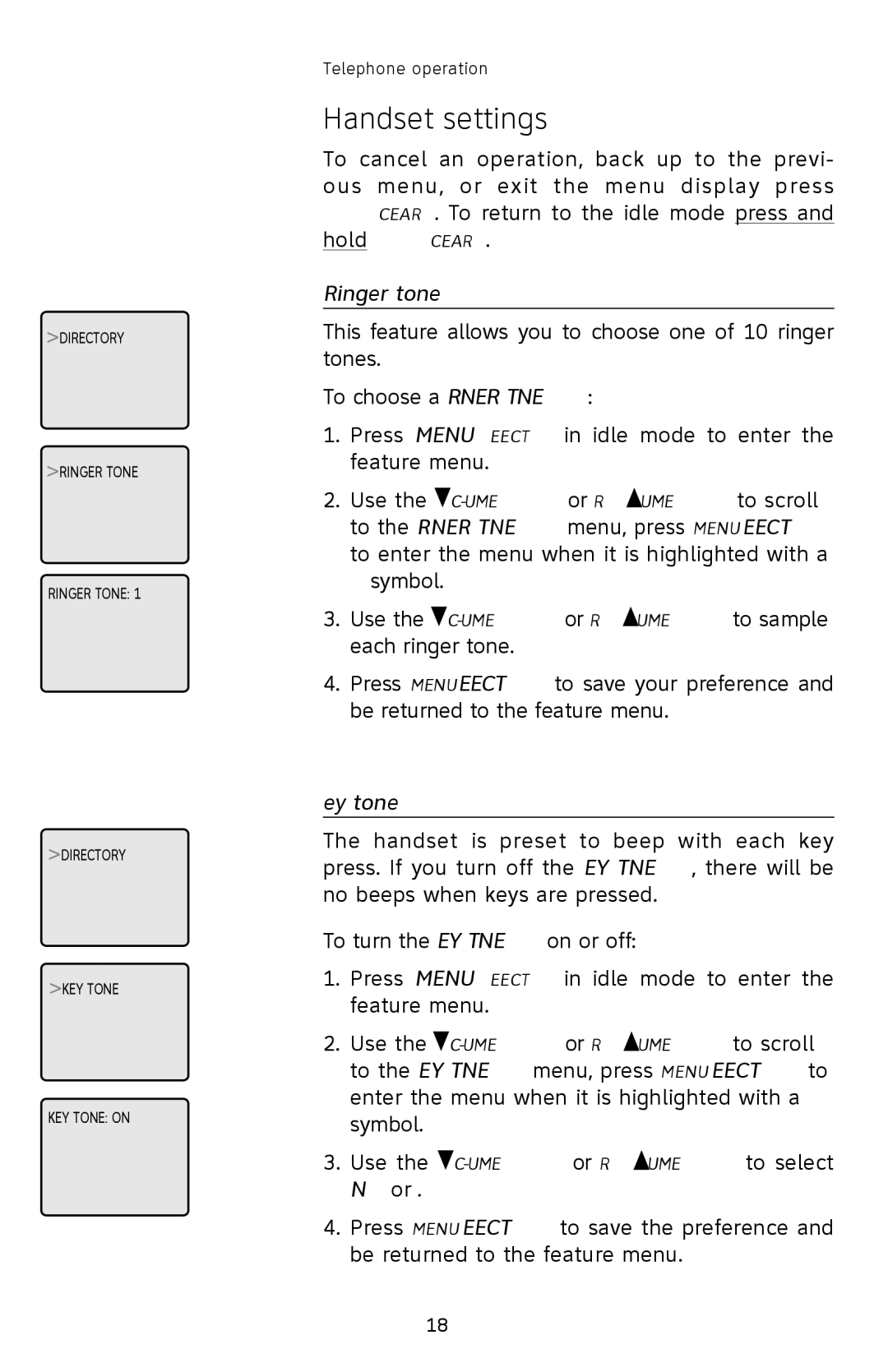 AT&T E2812B user manual Ringer tone, Key tone, On or OFF 