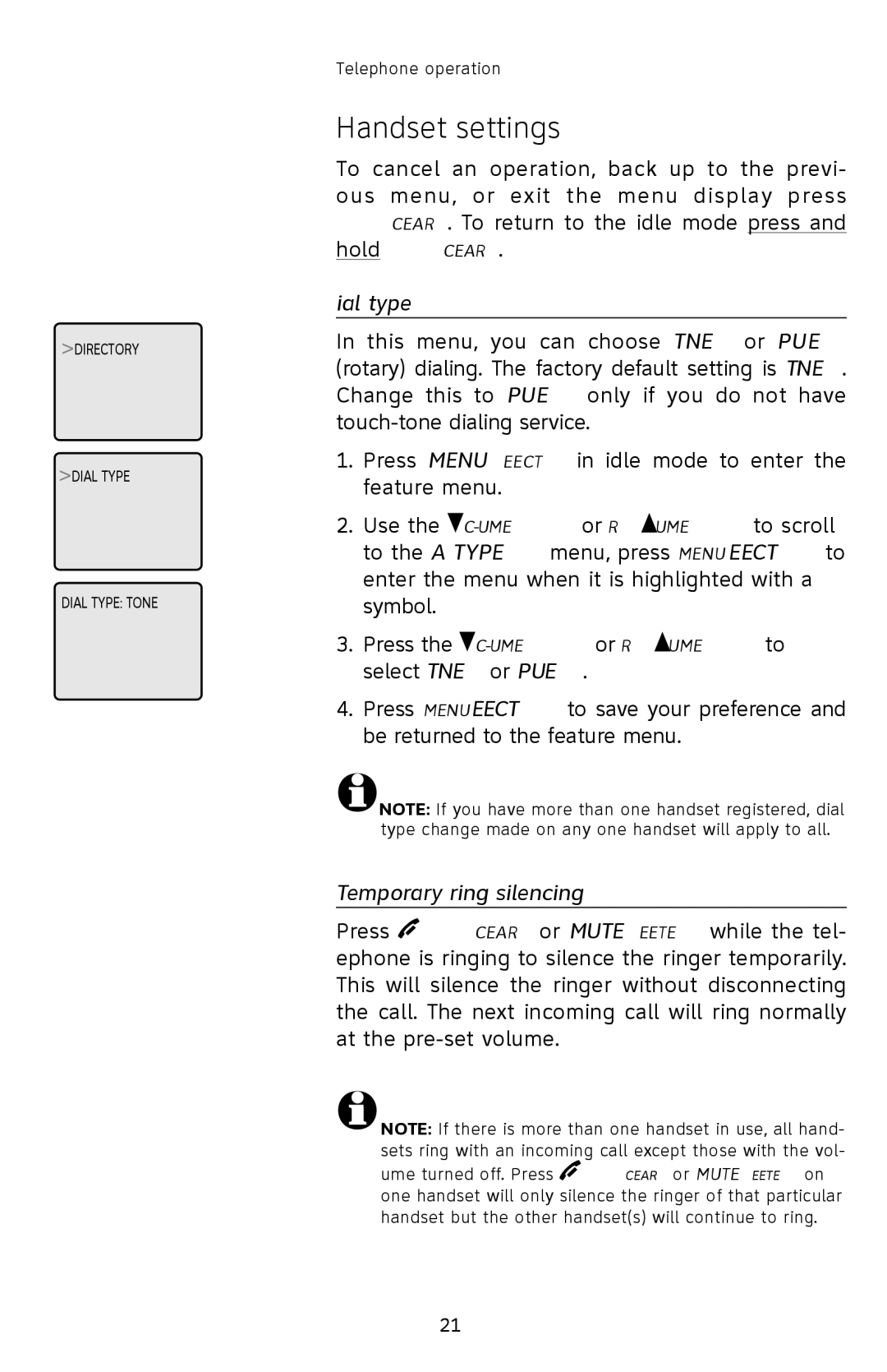 AT&T E2812B user manual Dial type, Temporary ring silencing 