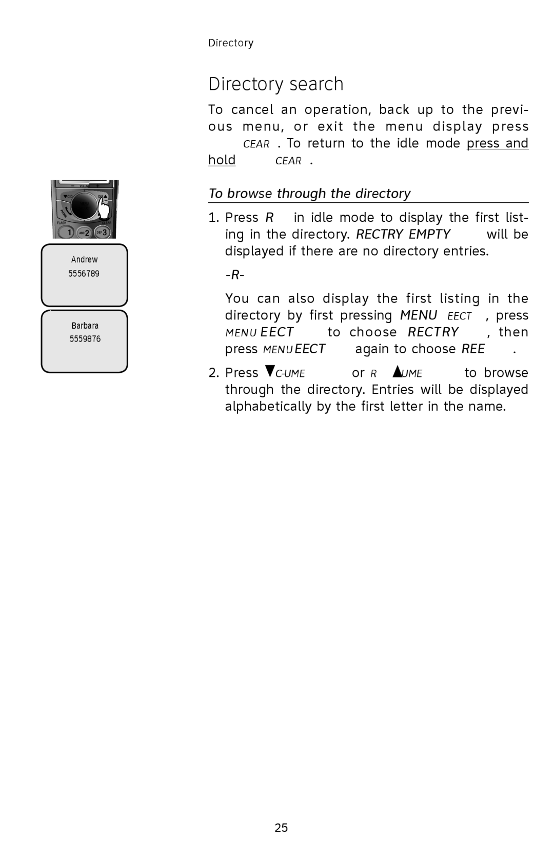 AT&T E2812B user manual Directory search, To browse through the directory 