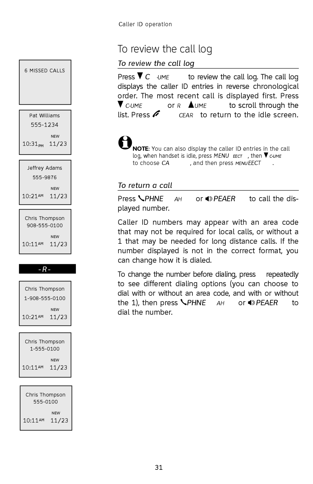 AT&T E2812B user manual To review the call log, To return a call 