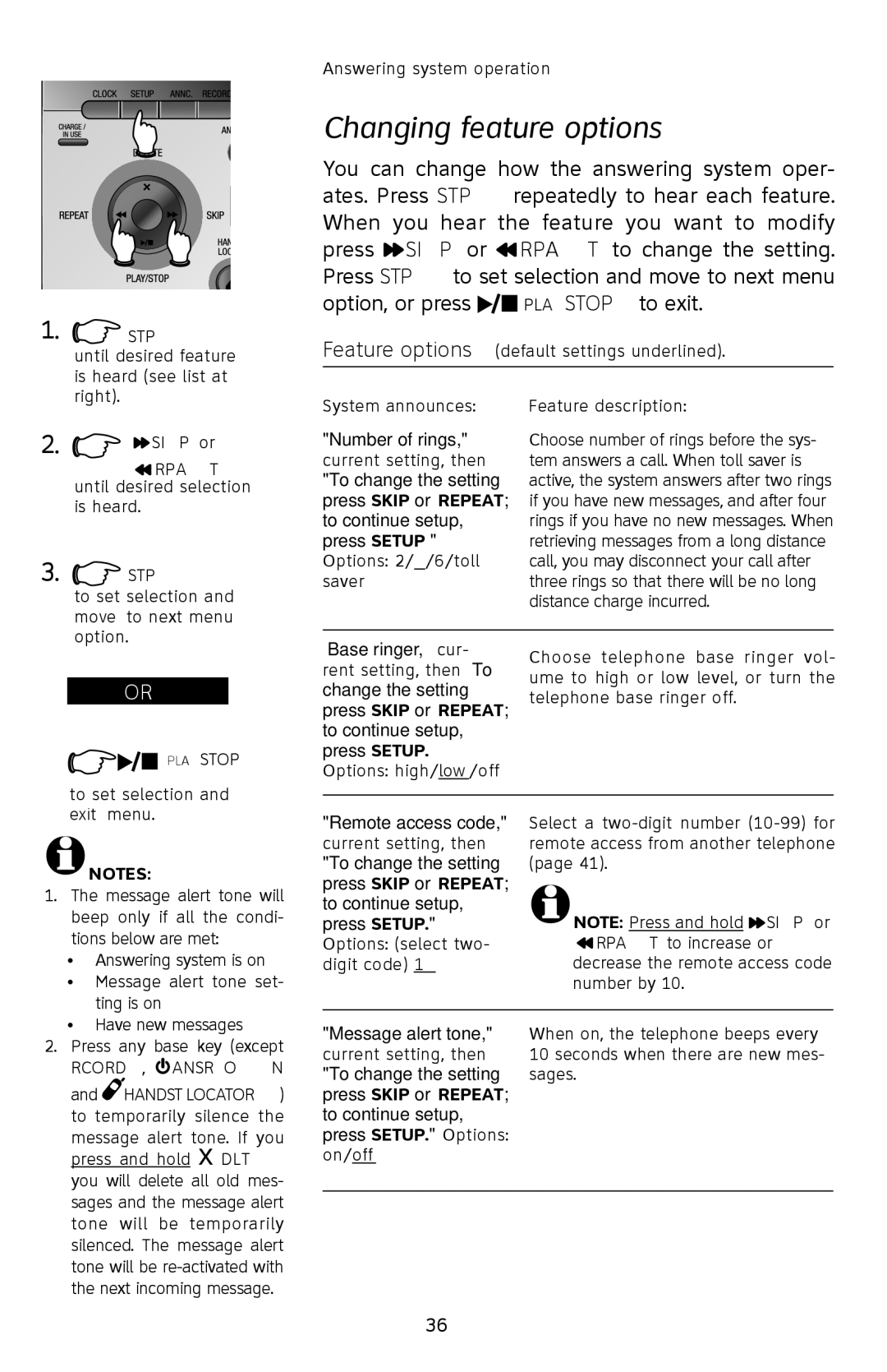 AT&T E2812B user manual Changing feature options, Feature description 