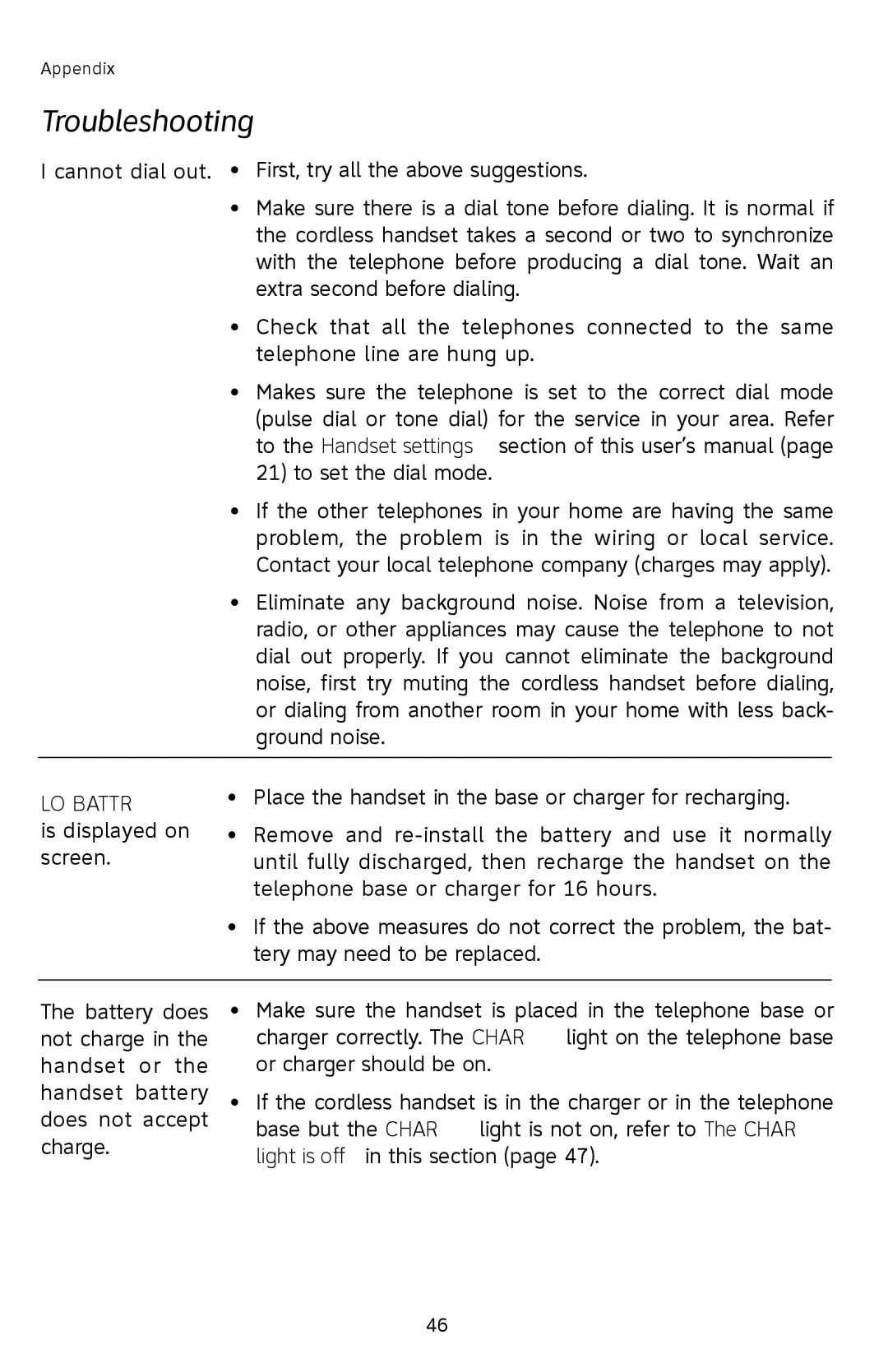 AT&T E2812B user manual LOW Battery 