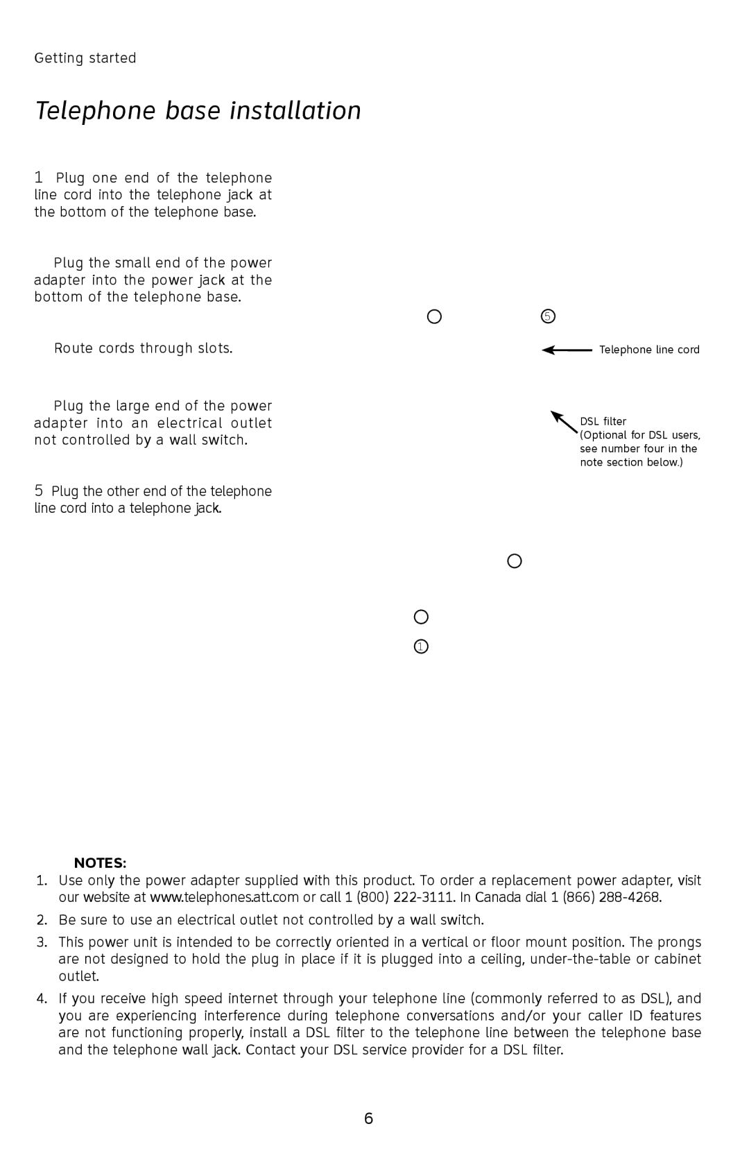 AT&T E2812B user manual Telephone base installation 