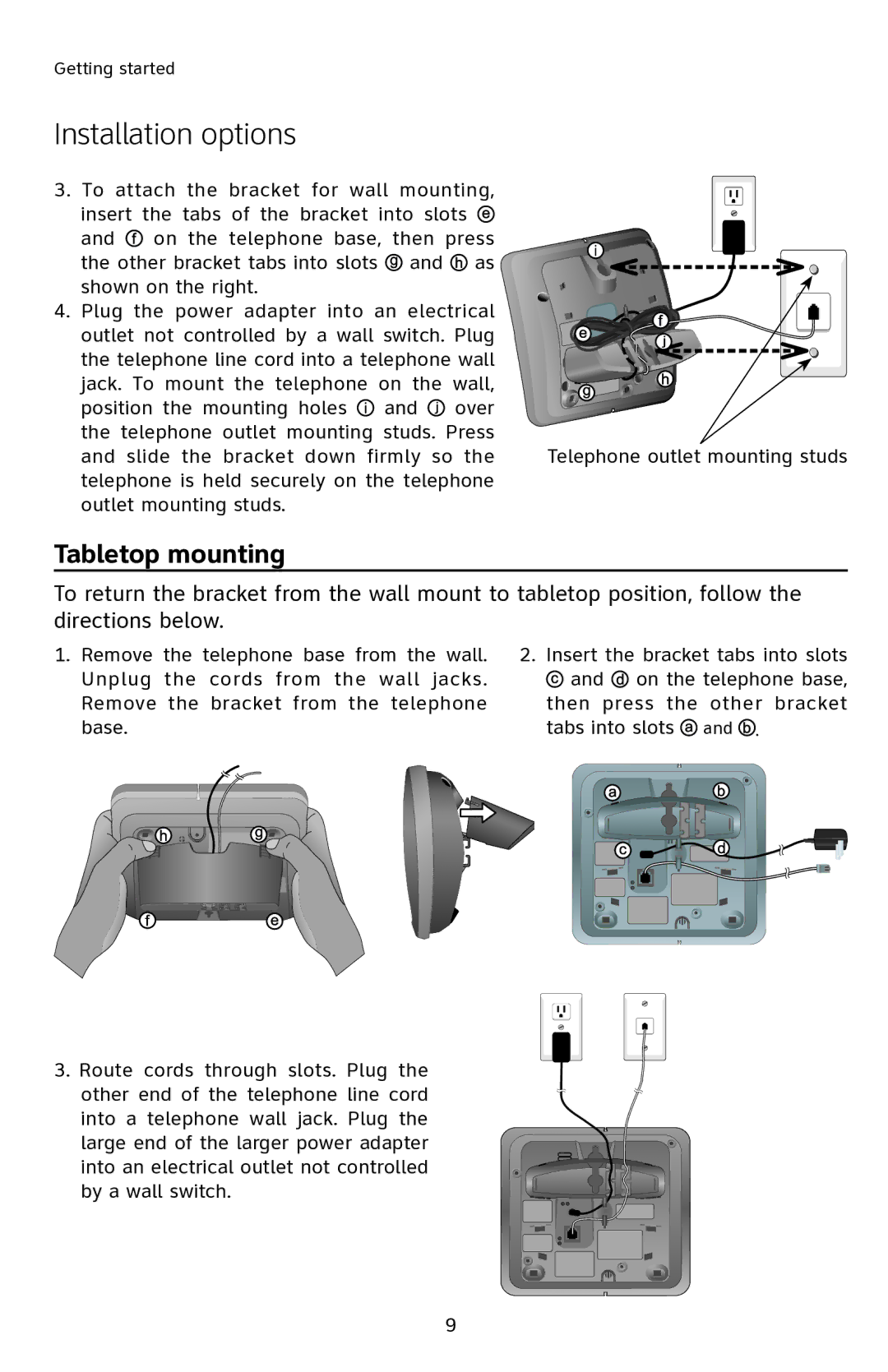 AT&T E2901 user manual Tabletop mounting 