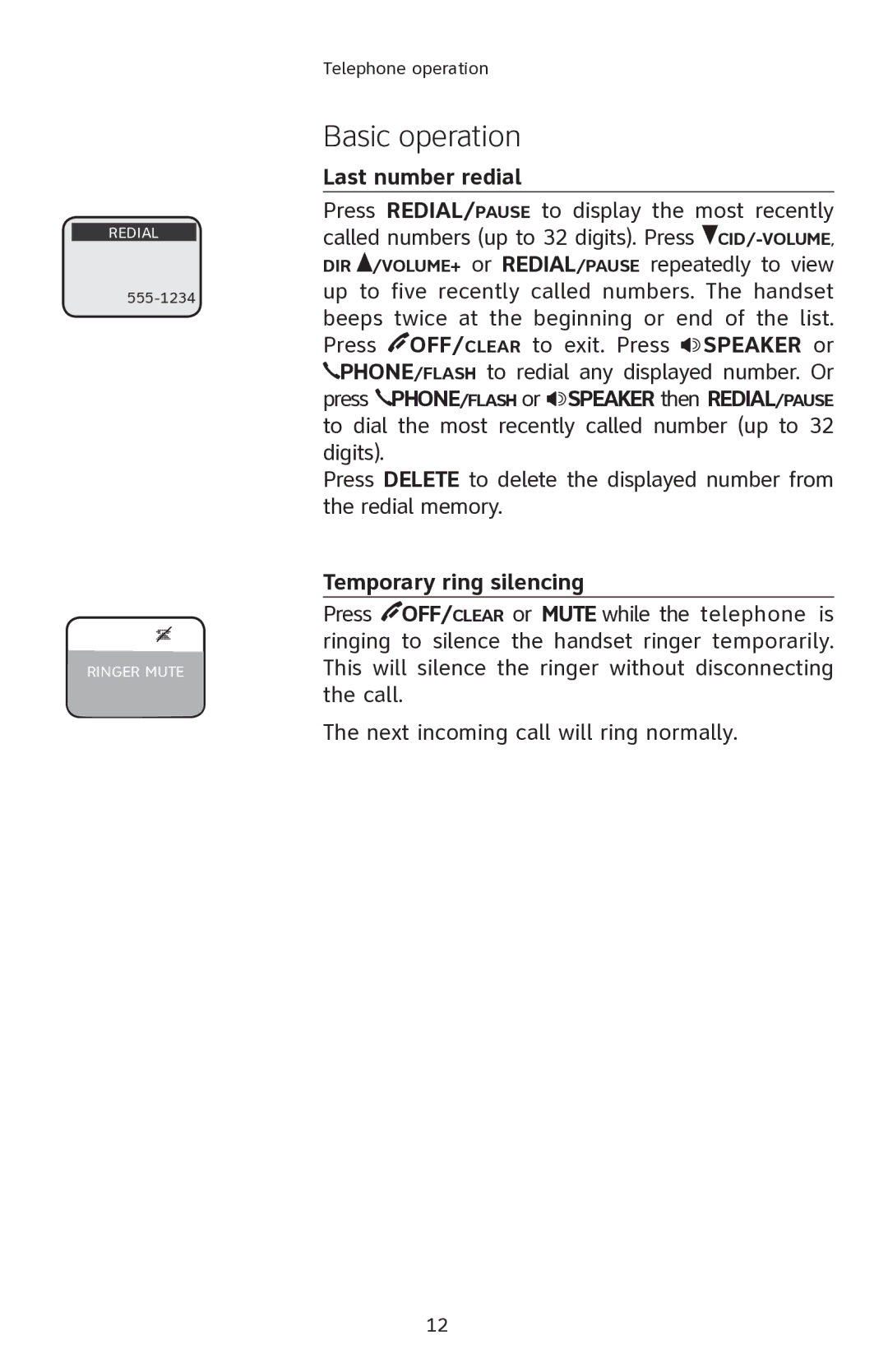 AT&T E2901 user manual Last number redial, Temporary ring silencing 