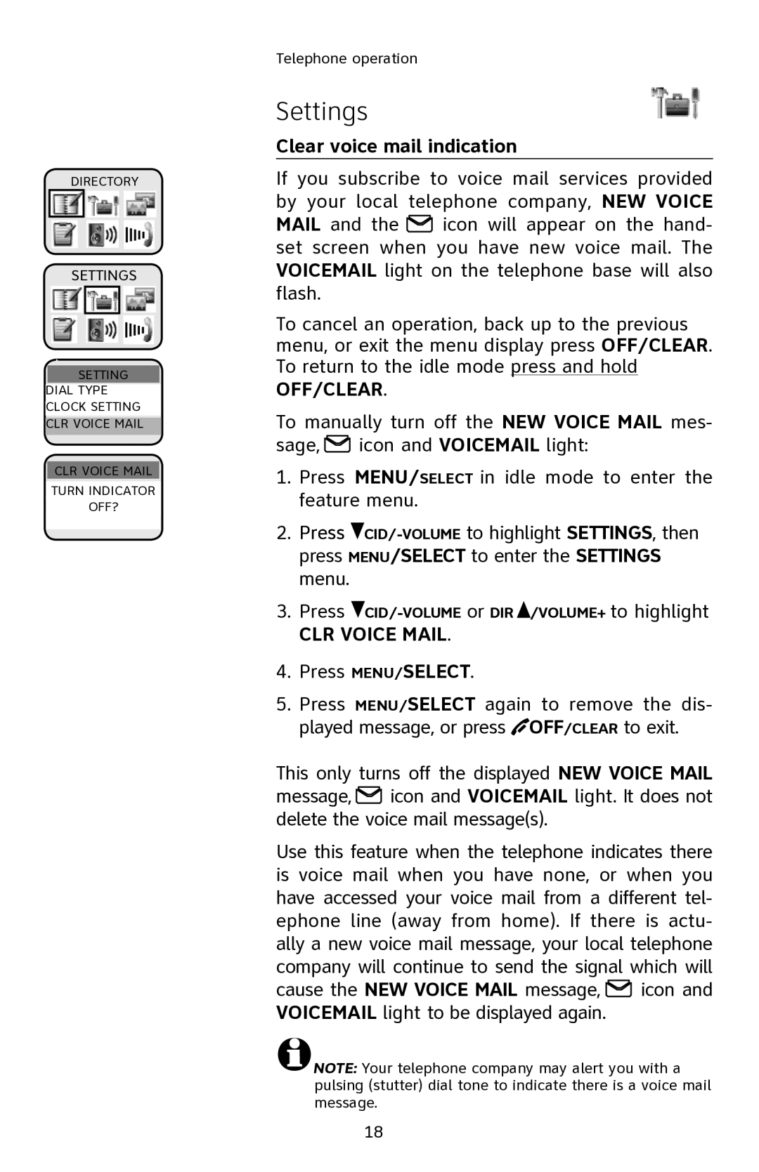 AT&T E2901 user manual Clear voice mail indication, CLR Voice Mail 