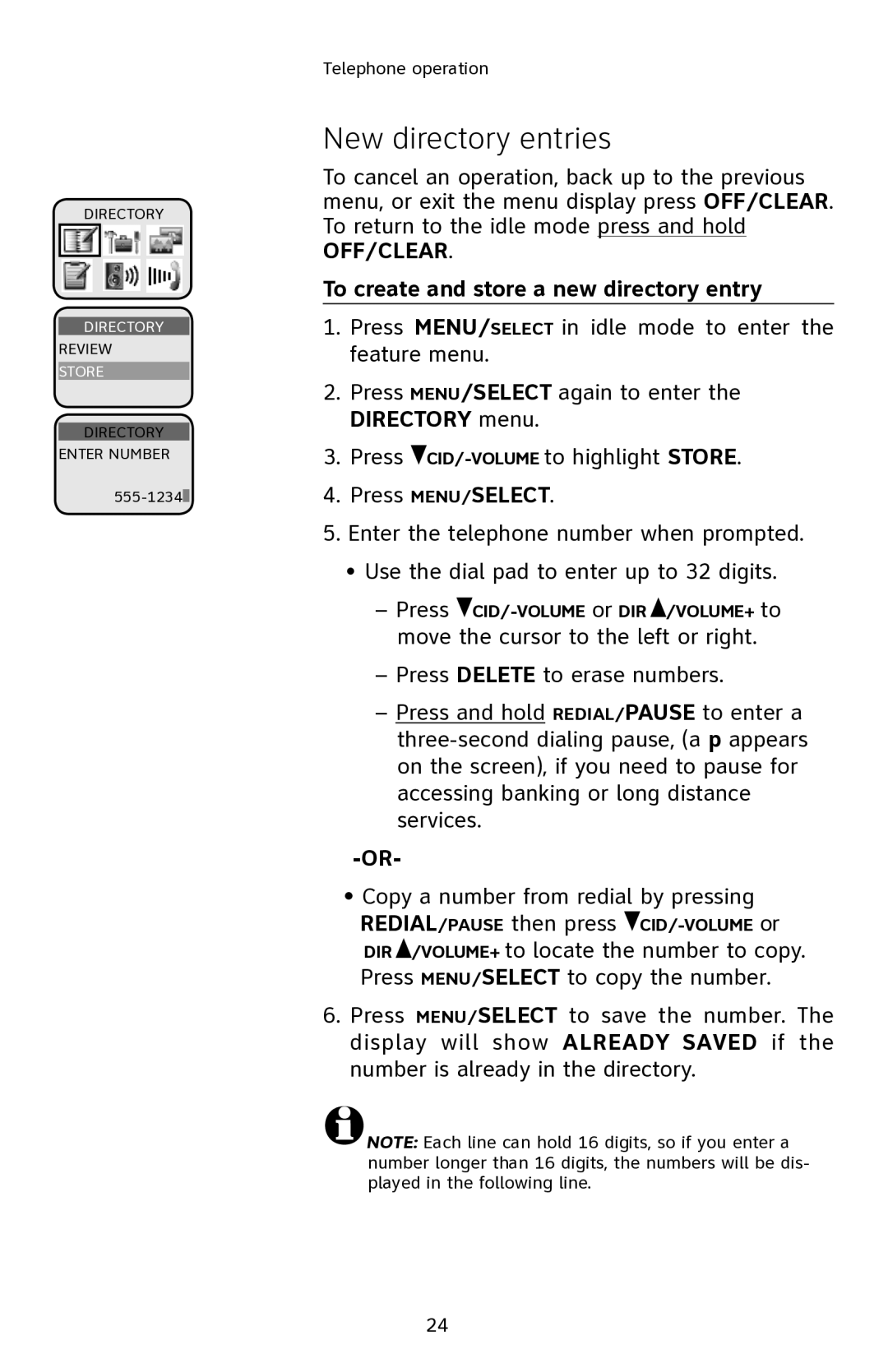 AT&T E2901 user manual New directory entries, To create and store a new directory entry 