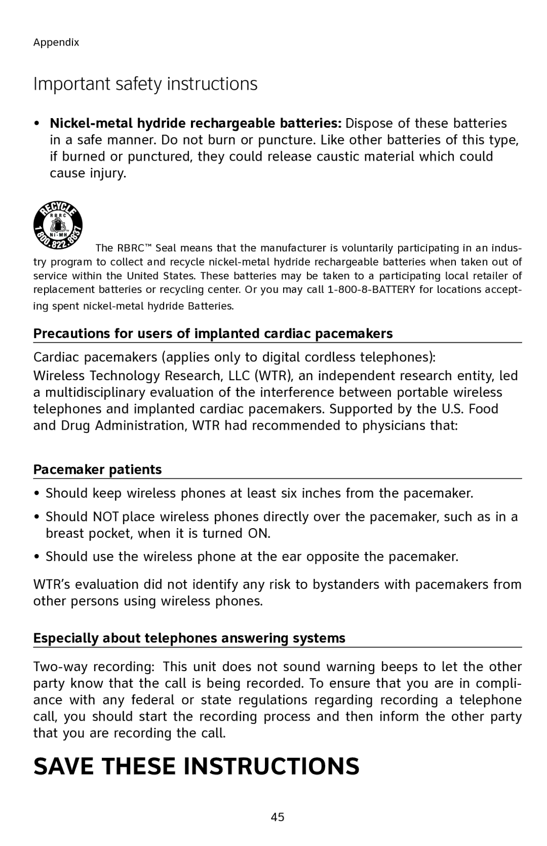 AT&T E2901 user manual Precautions for users of implanted cardiac pacemakers, Pacemaker patients 