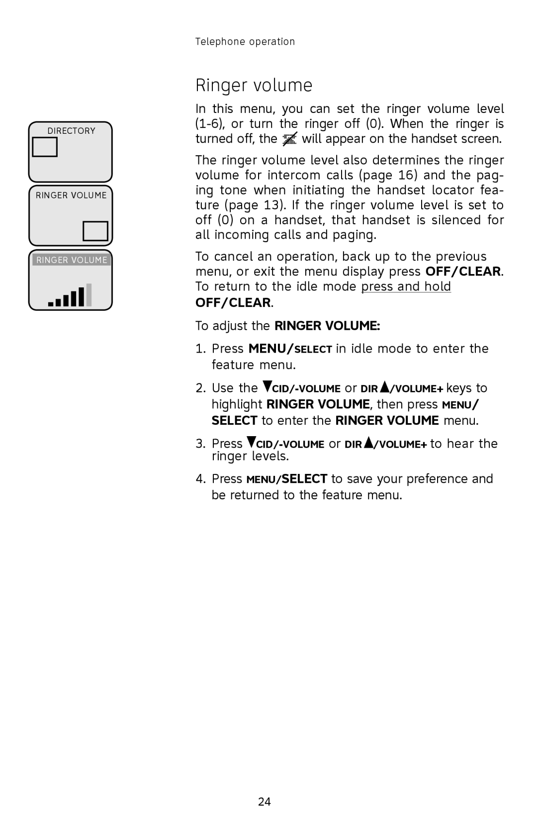 AT&T E2903B user manual Ringer volume 