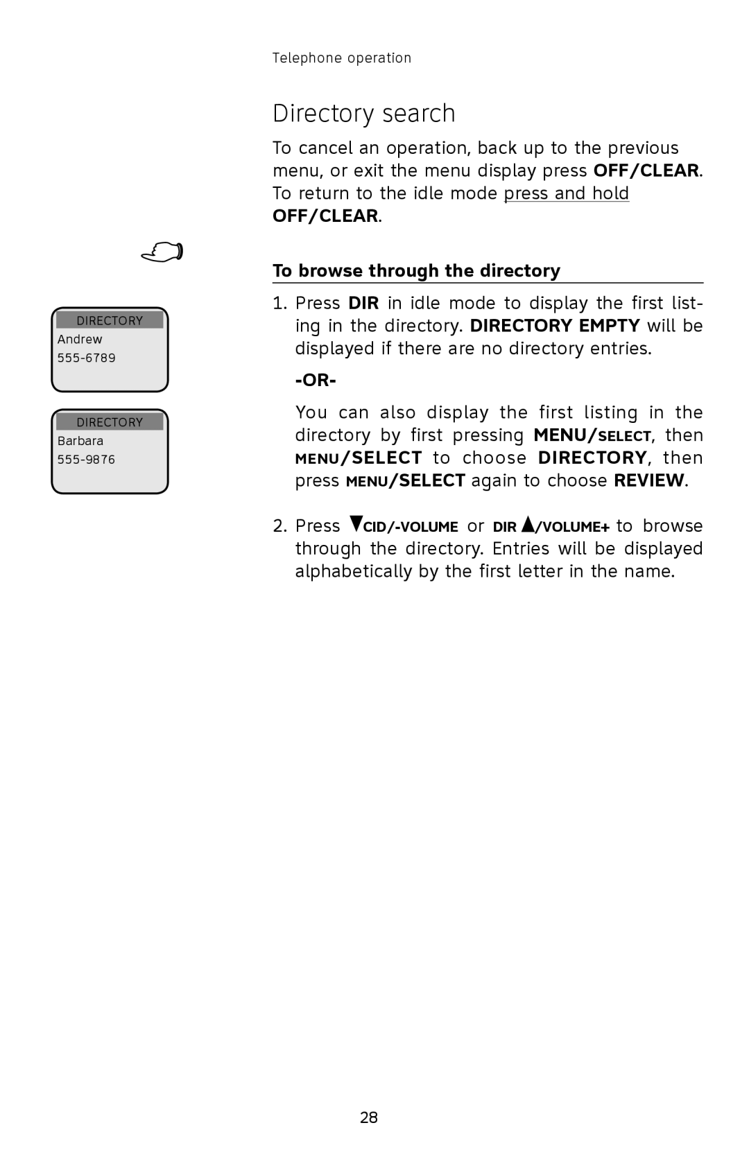 AT&T E2903B user manual Directory search, To browse through the directory 