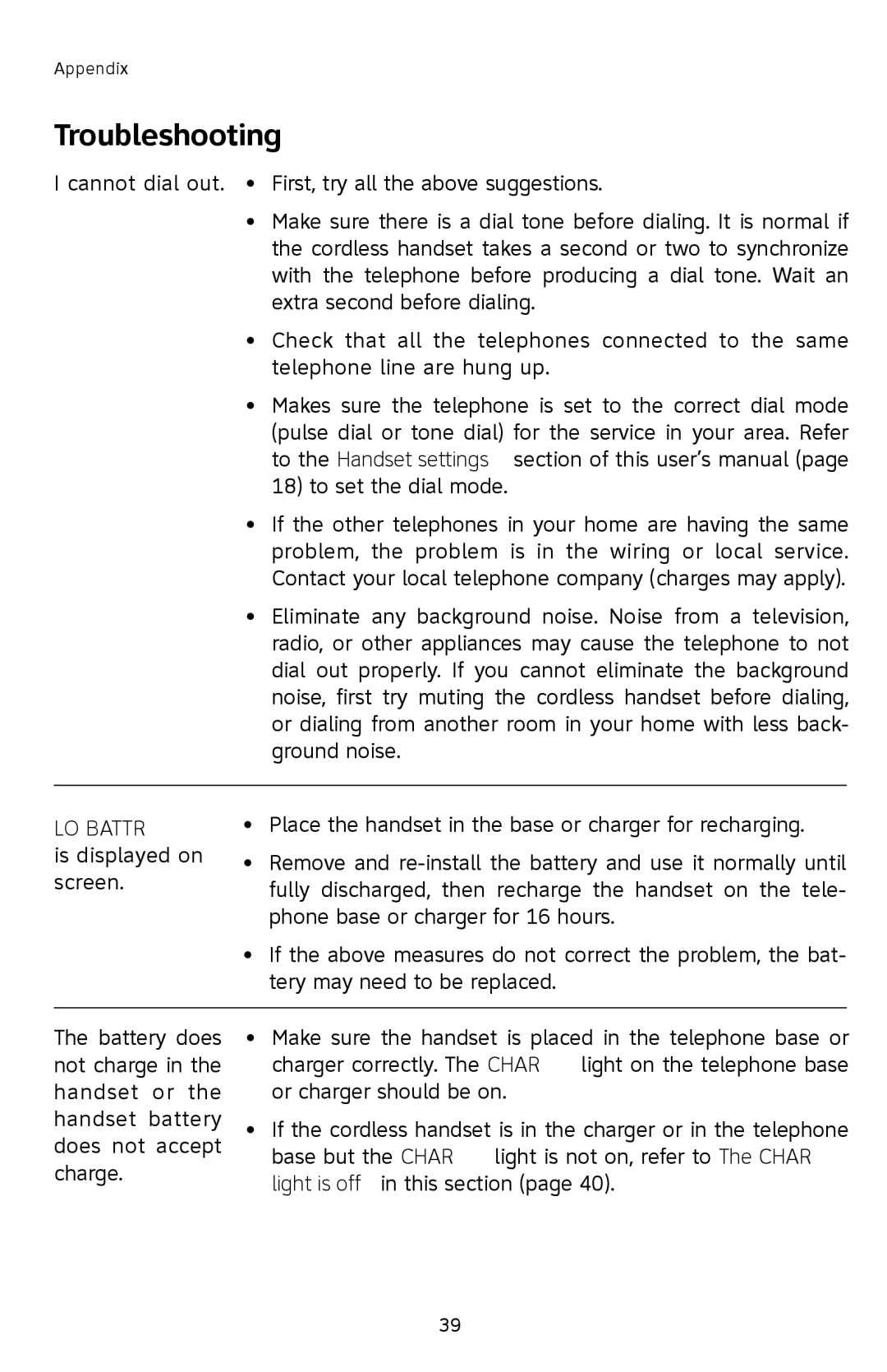 AT&T E2903B user manual LOW Battery 