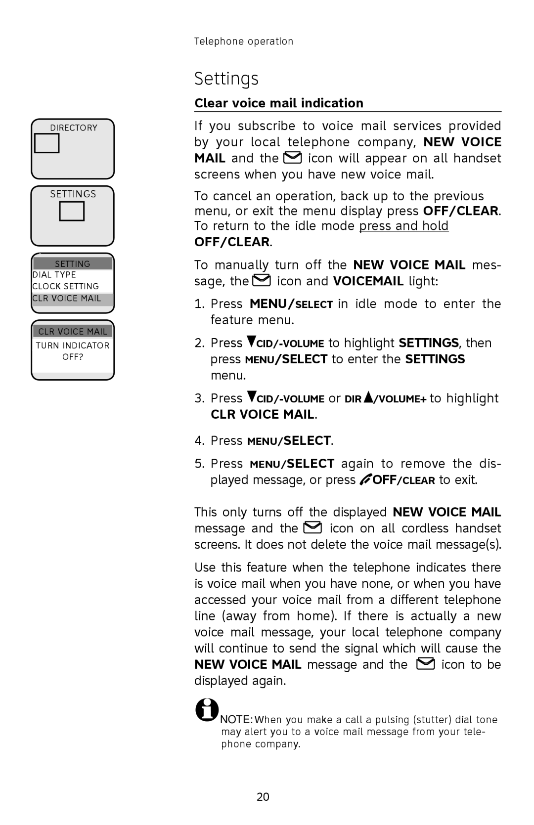 AT&T E2912 user manual Clear voice mail indication, CLR Voice Mail 