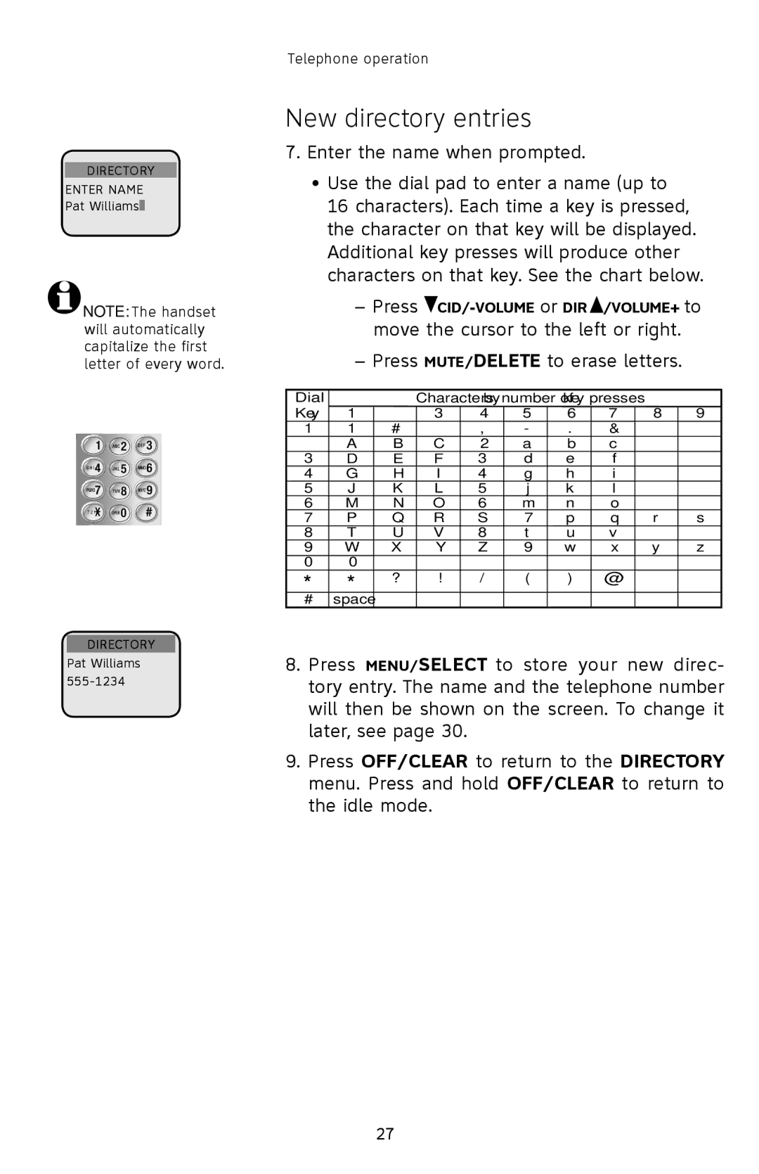 AT&T E2912 user manual Directory Enter Name 