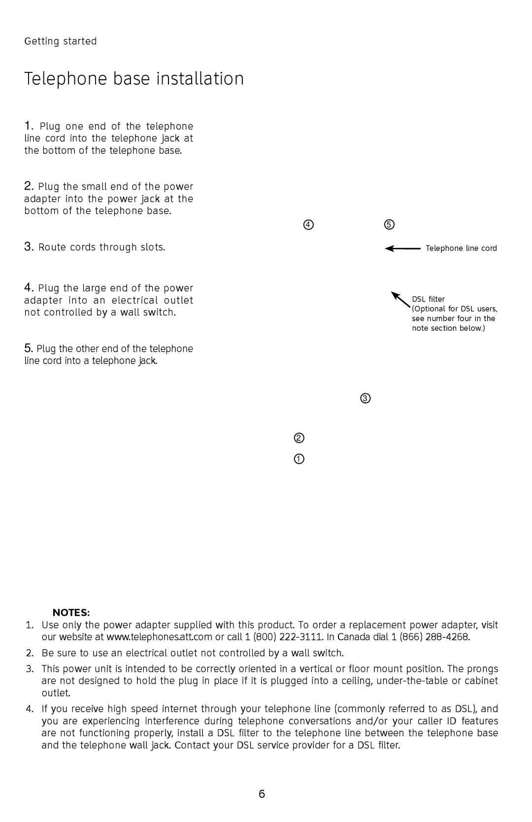 AT&T E2912 user manual Telephone base installation 