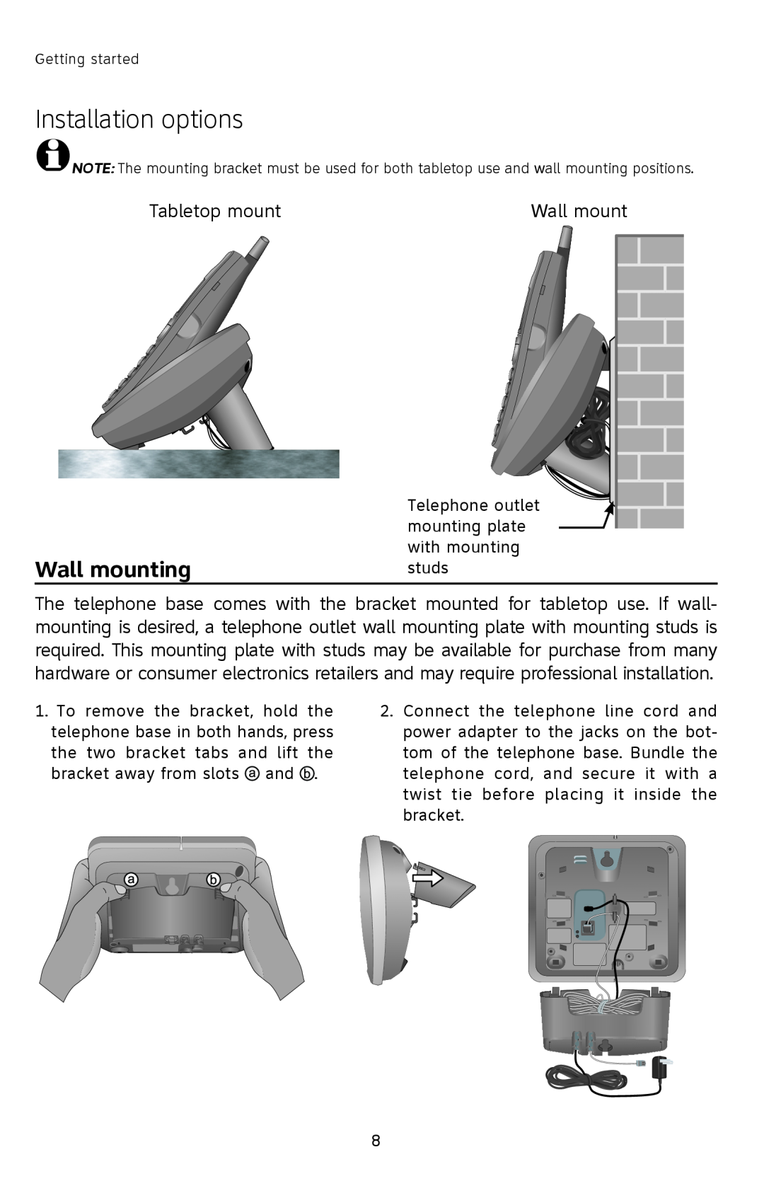 AT&T E2912 user manual Installation options, Wall mounting 
