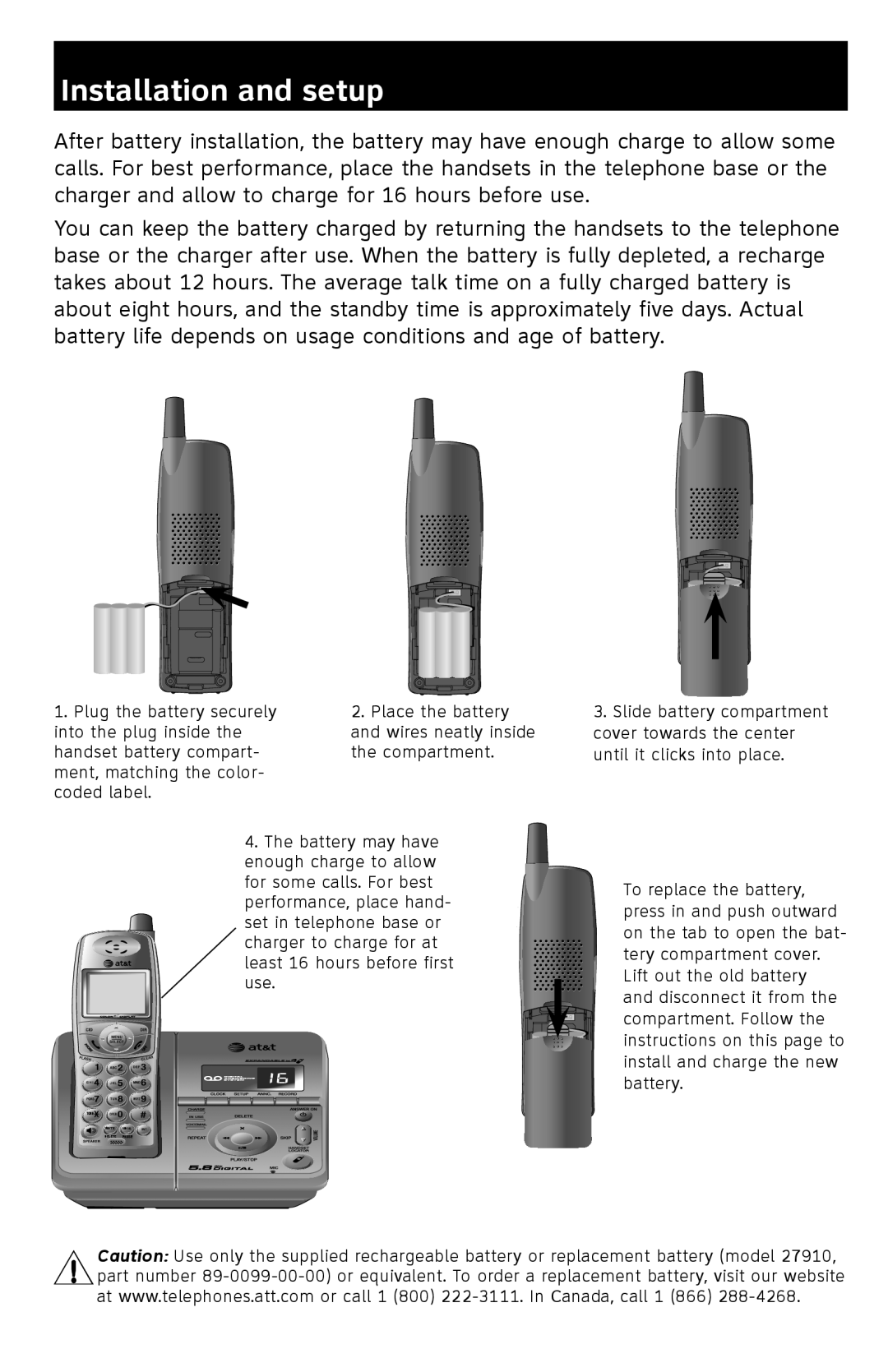 AT&T E6013B, E3813B, E6014B, E6012B quick start Tone Mute Redial Delete Pause 