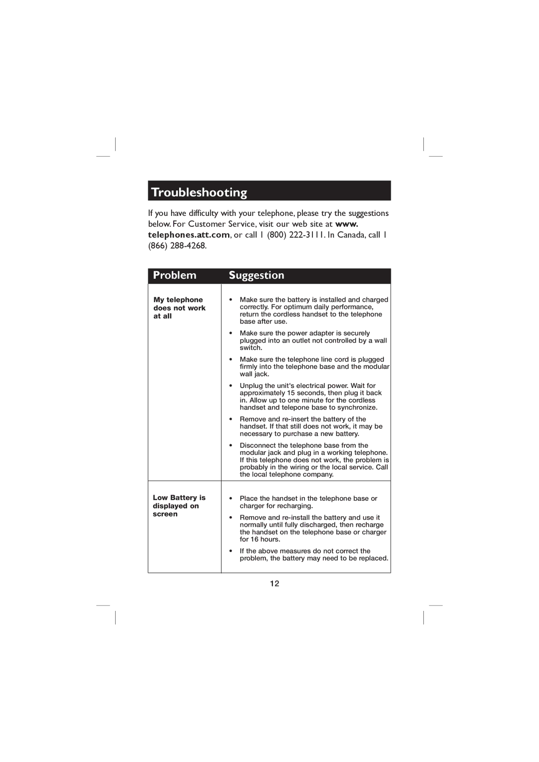 AT&T E560-2 user manual Troubleshooting 