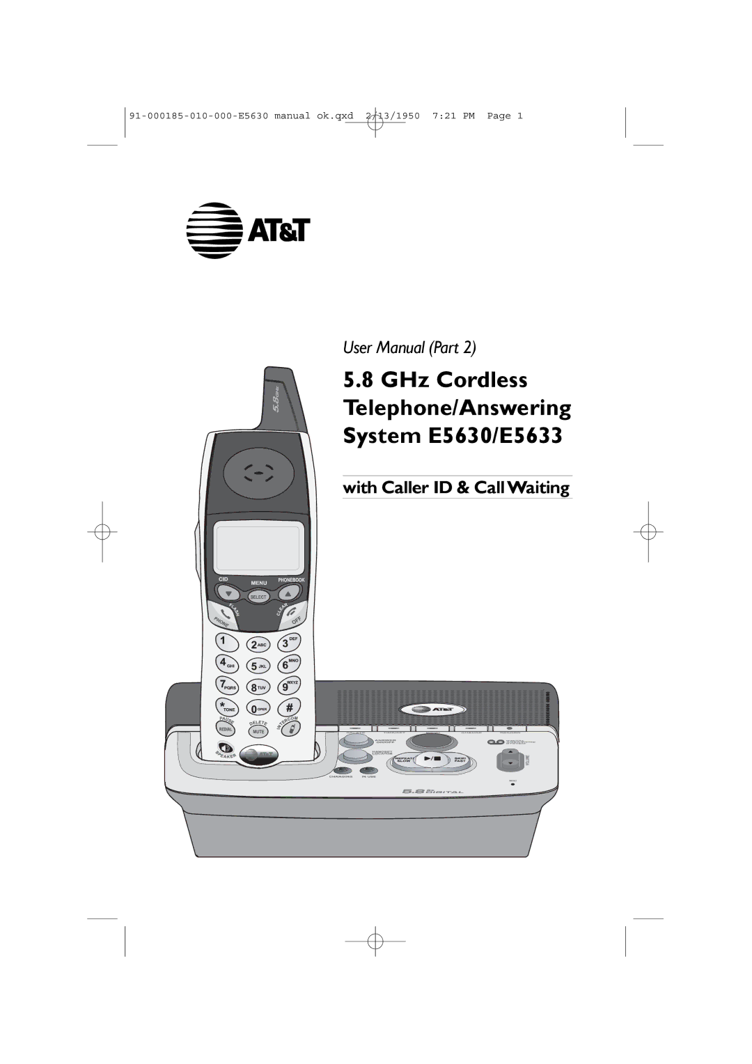 AT&T user manual GHz Cordless Telephone/Answering System E5630/E5633 