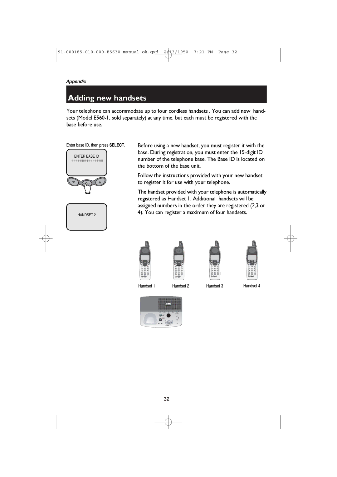 AT&T E5630 user manual Adding new handsets 