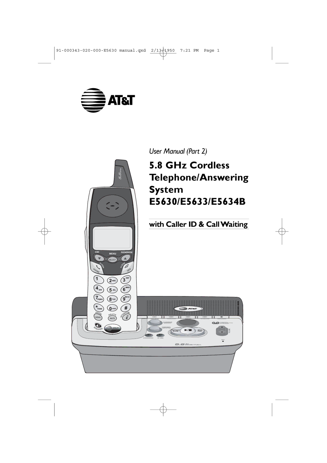 AT&T user manual GHz Cordless Telephone/Answering System E5630/E5633/E5634B 