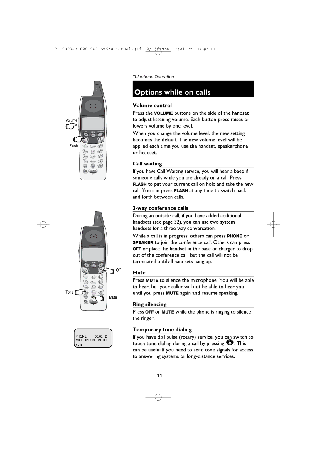 AT&T E5633, E5634B user manual Options while on calls 