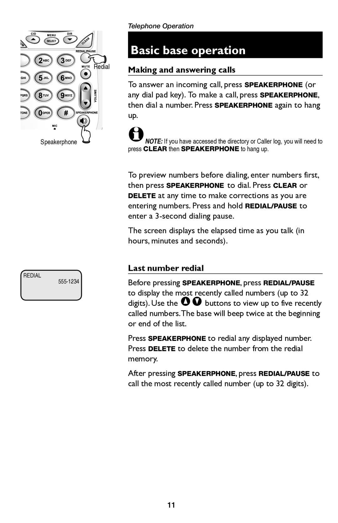 AT&T E5654B user manual Basic base operation 