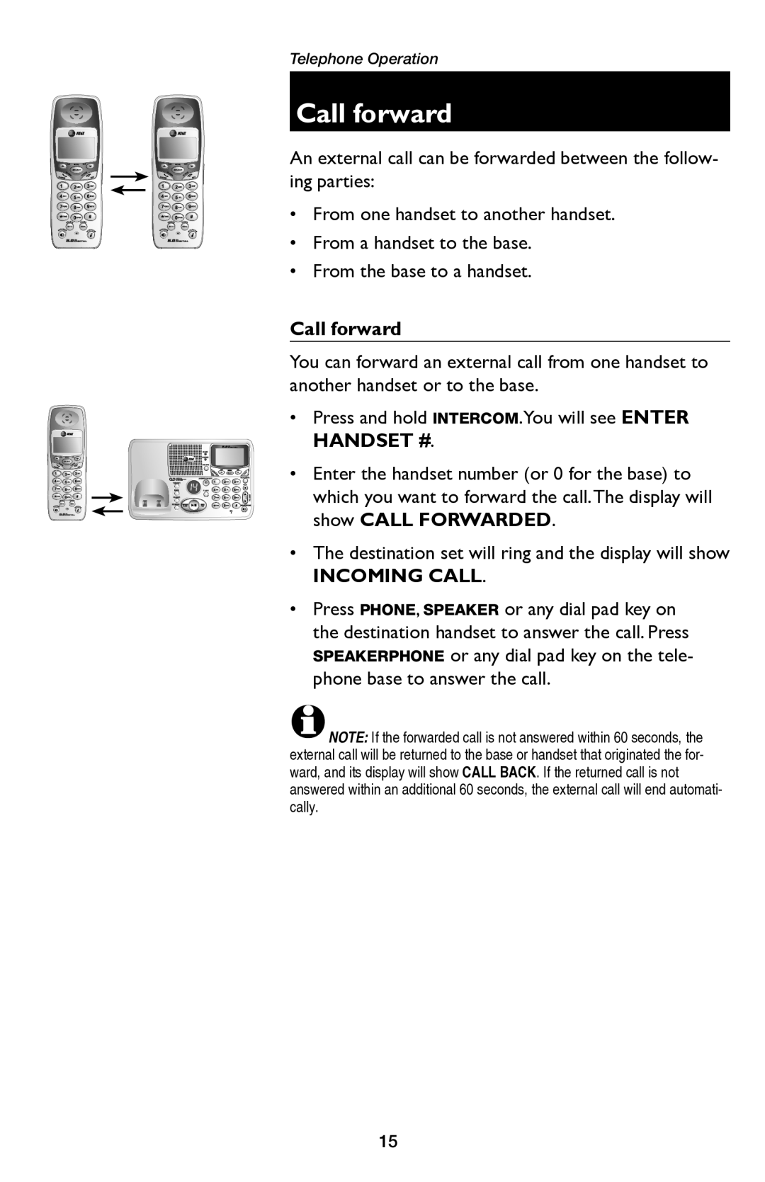 AT&T E5654B user manual Call forward 