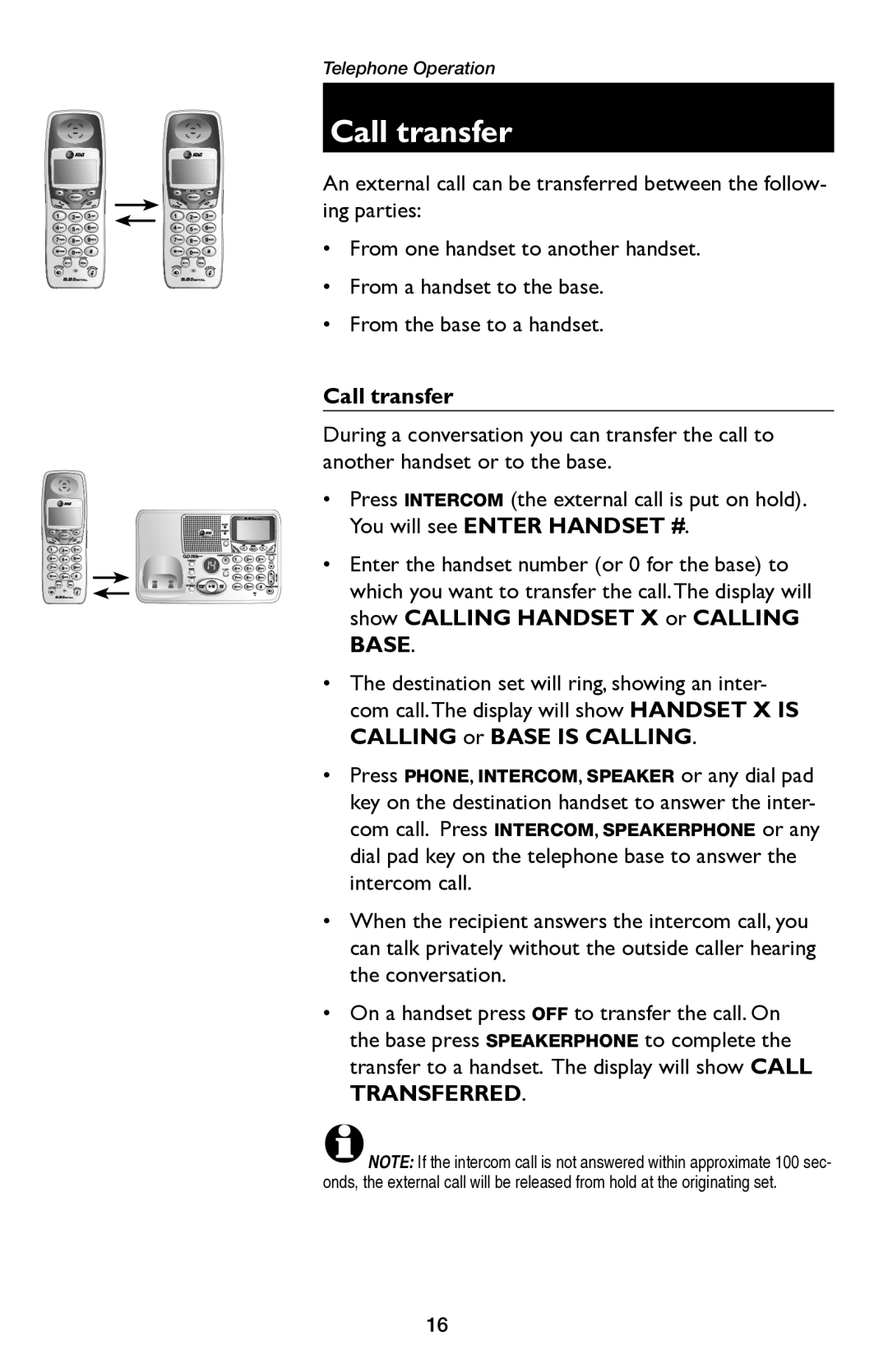 AT&T E5654B user manual Call transfer 