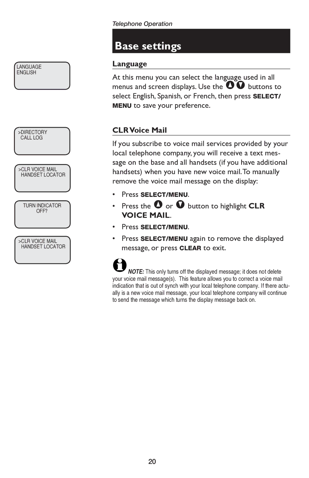 AT&T E5654B user manual Voice Mail, Press SELECT/MENU 