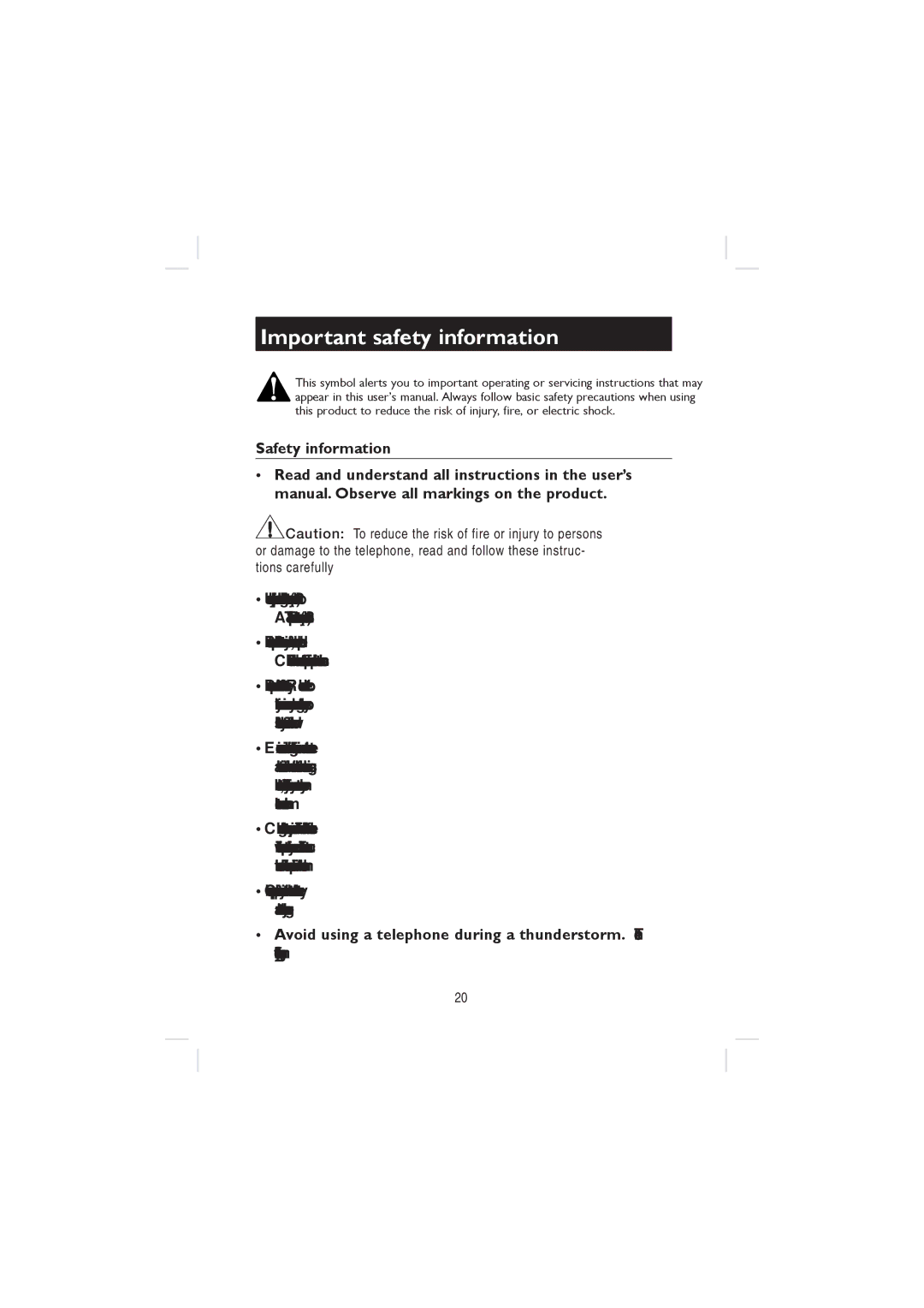 AT&T E5655, E5644B, E5640, E5643B user manual Important safety information 