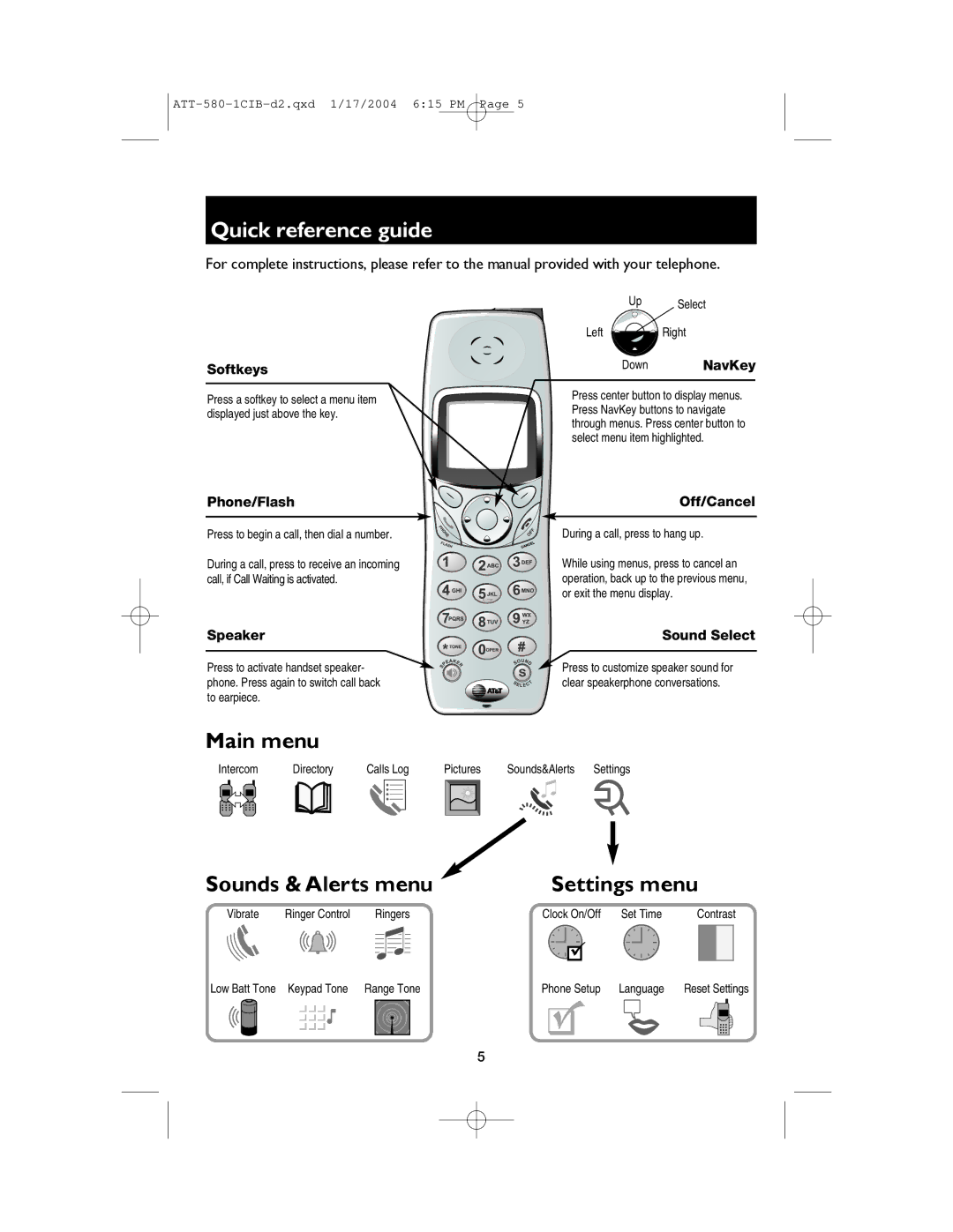 AT&T E580-1 user manual Quick reference guide, Phone/Flash 